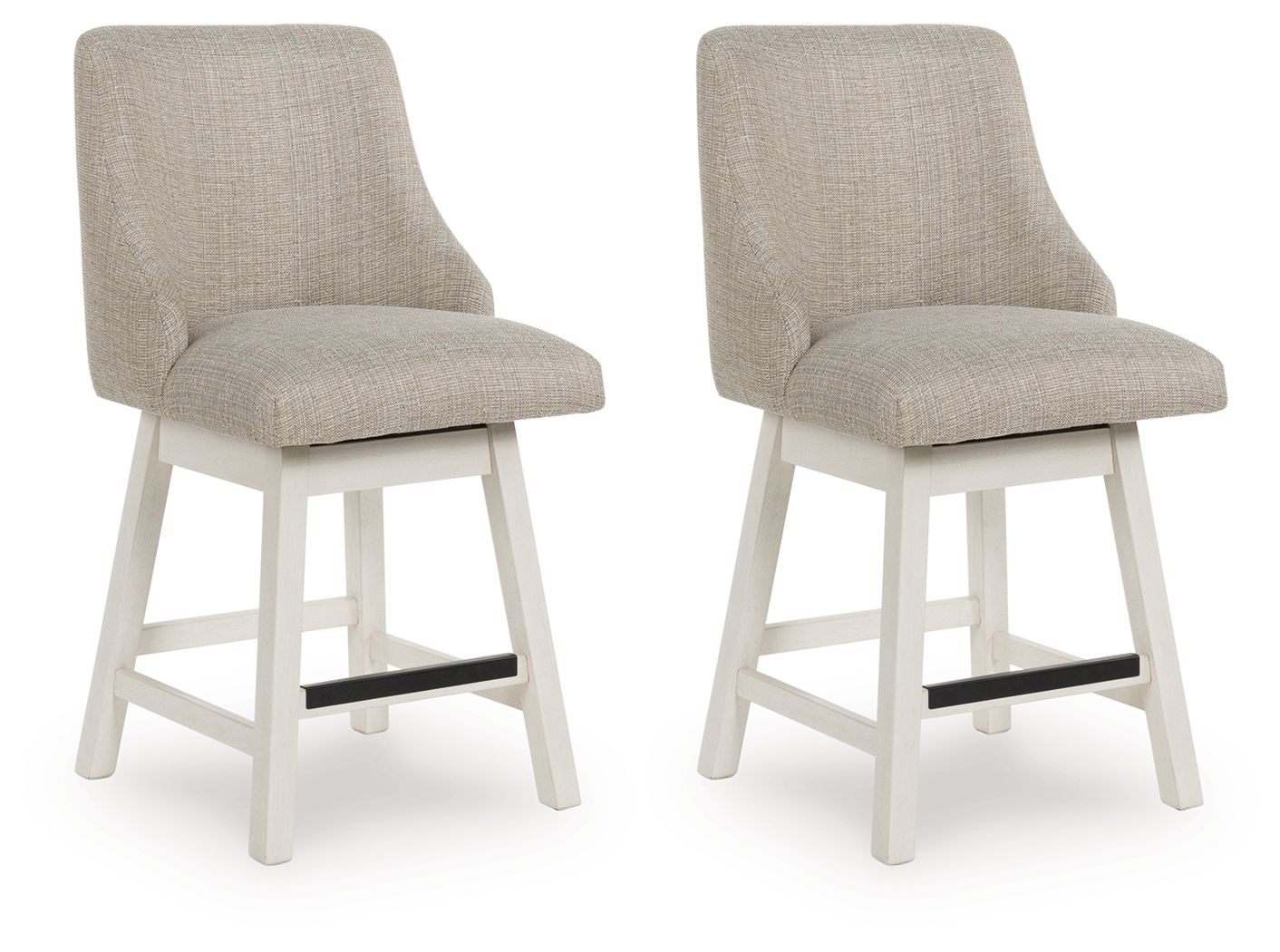 Robbinsdale - Upholstered Swivel Curved Back Barstool (Set of 2) - Antique White - Best Buy Furniture