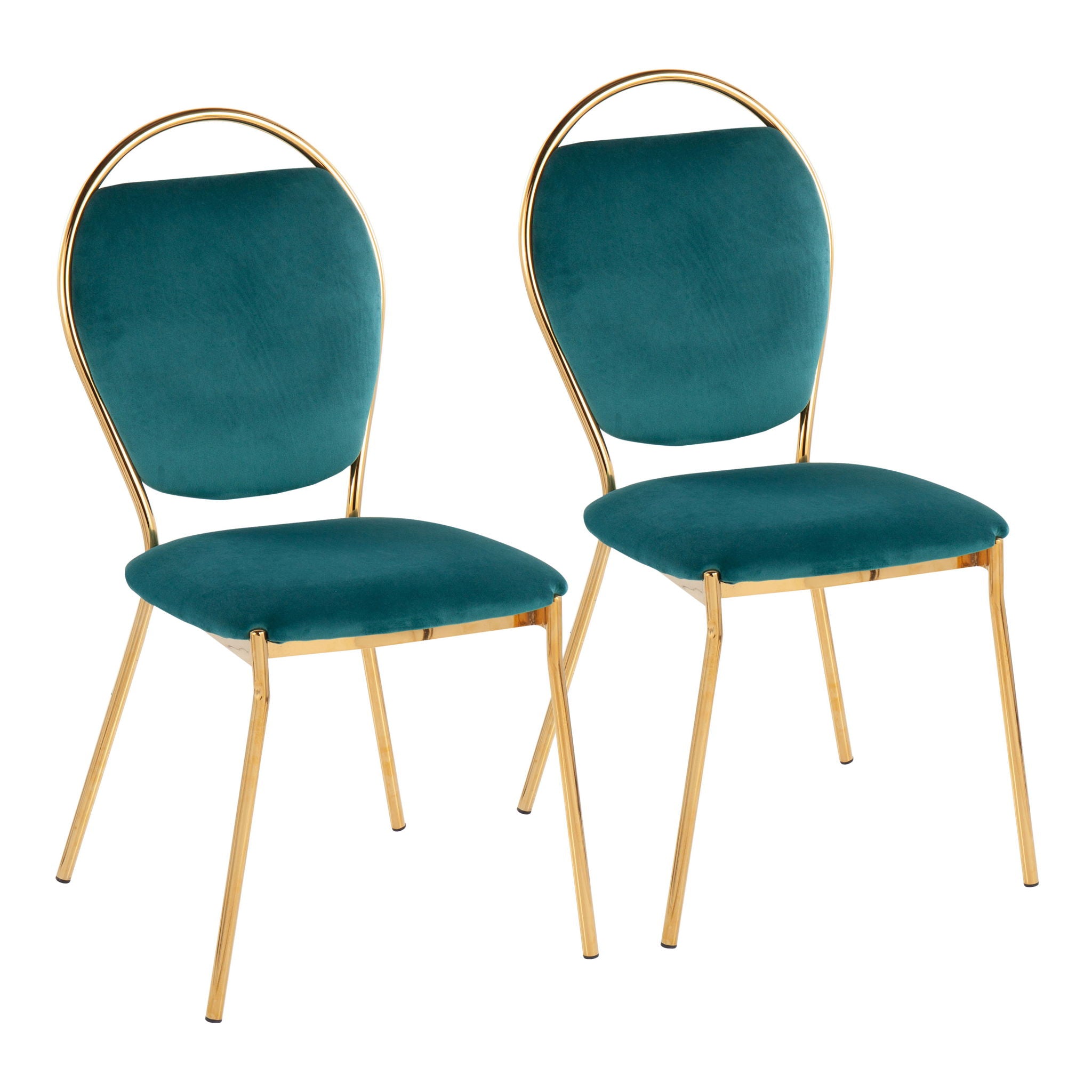Keyhole - Contemporay / Glam Dining Chair (Set of 2) - Gold / Green - Best Buy Furniture