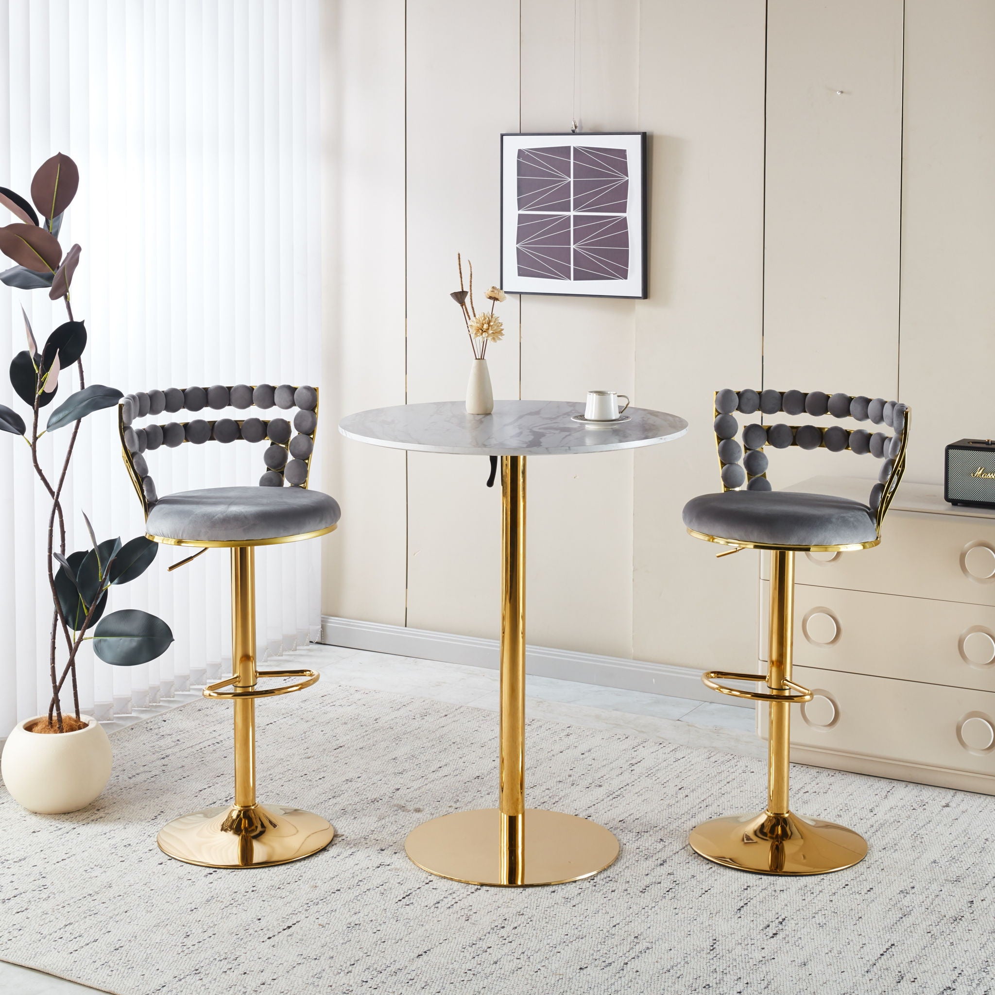 Modern Bar Chair With Iron Tube Legs, Soft Cushions And Comfortable Backrest (Set of 2) - Best Buy Furniture