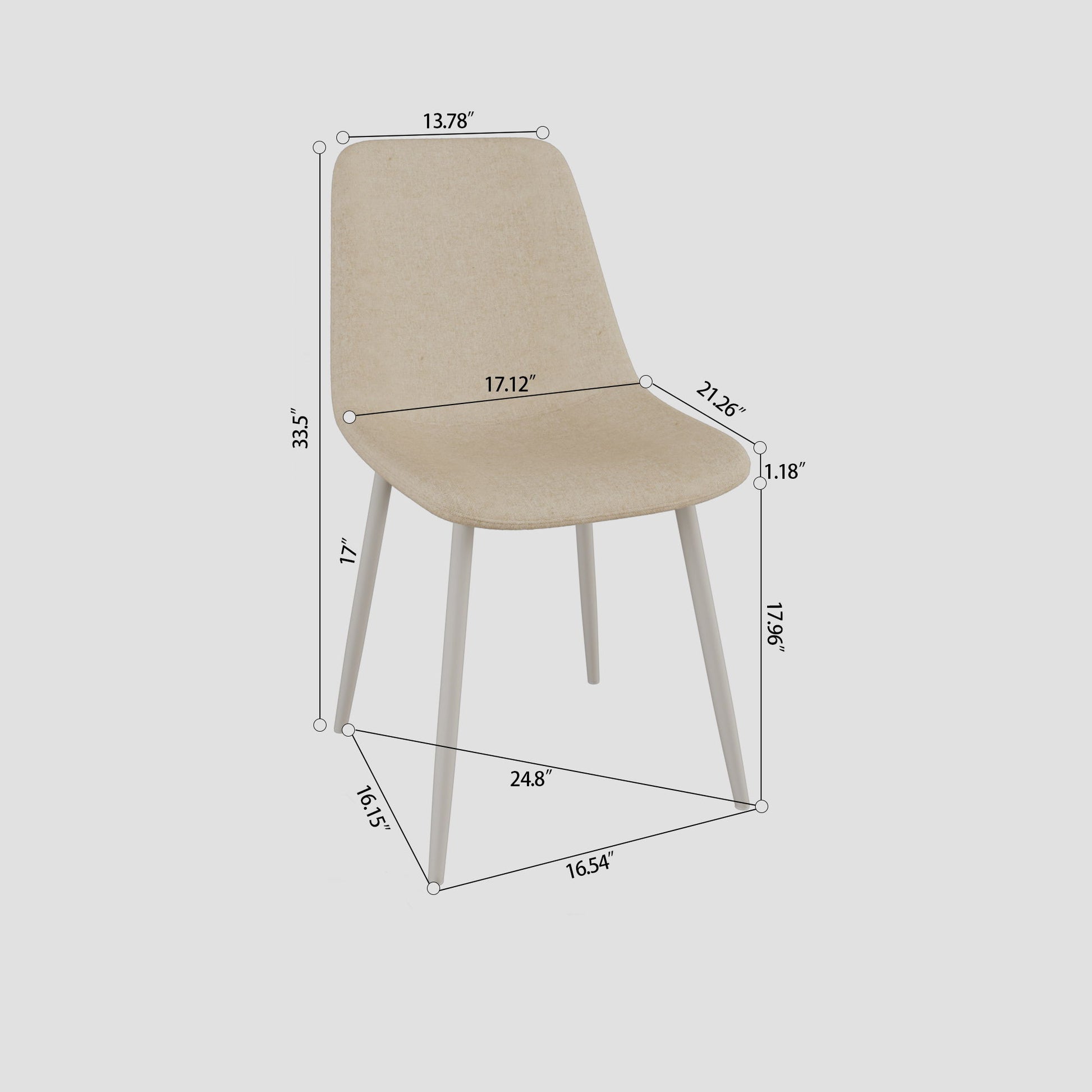 Modern Kitchen Dining Chairs (Set of 4) With Linen Padding And Sturdy Metal Legs - Beige - Best Buy Furniture