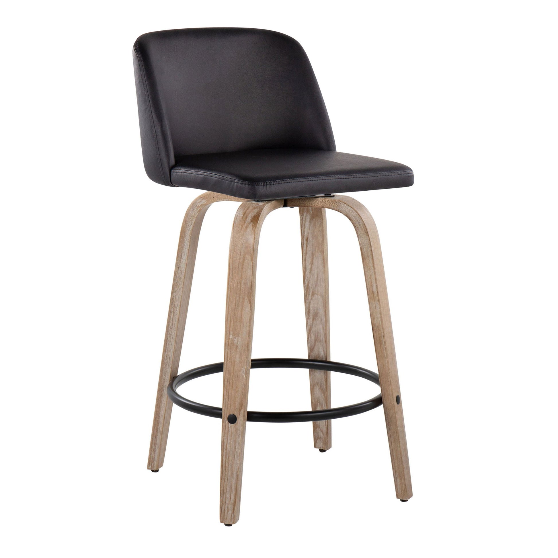 Toriano - Contemporary Fixed-Height Counter Stool & Swivel With Round Footrest (Set of 2) - Best Buy Furniture