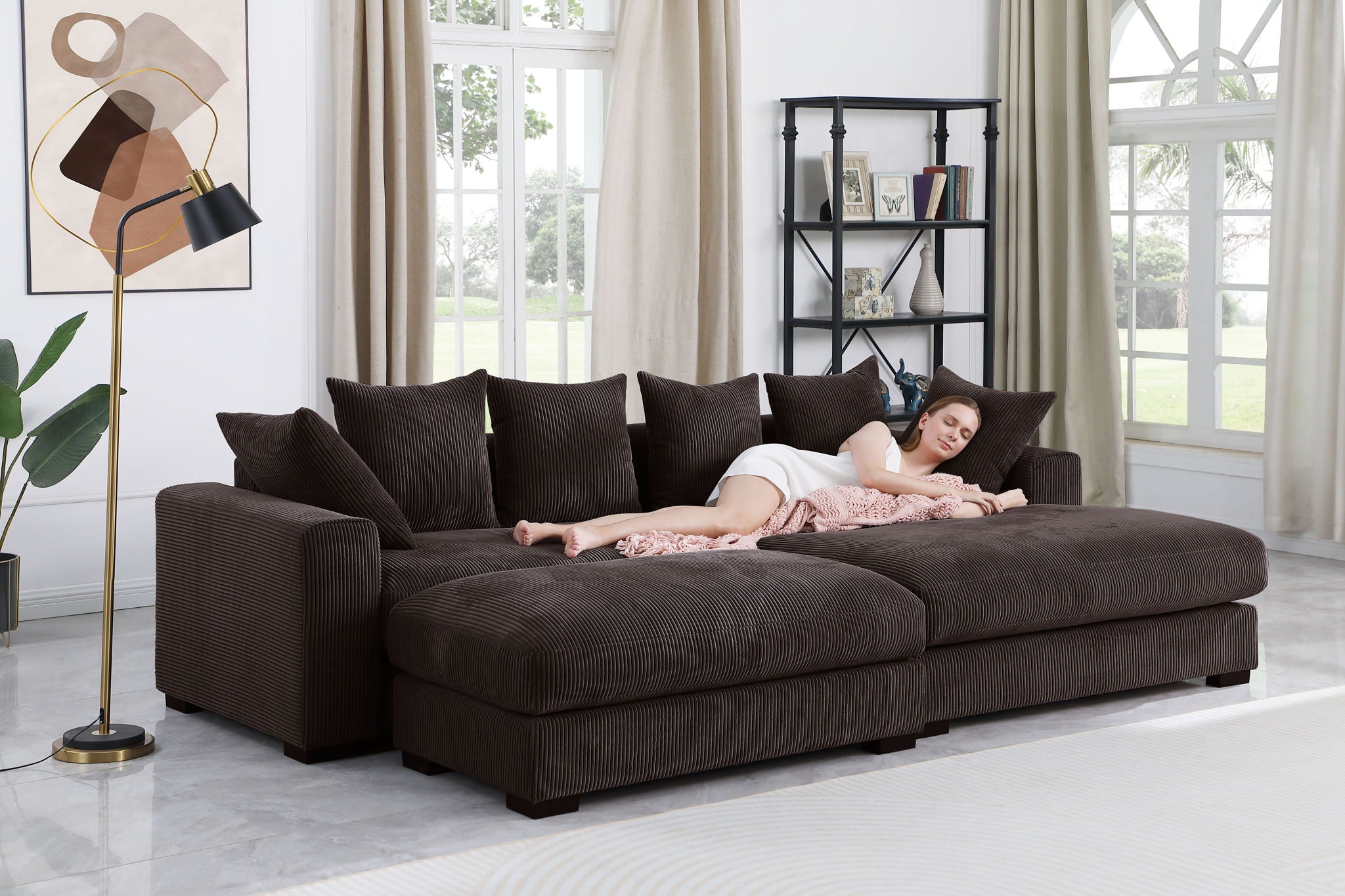Duke - 4 Piece Upholstered Sectional - Dark Brown - Best Buy Furniture