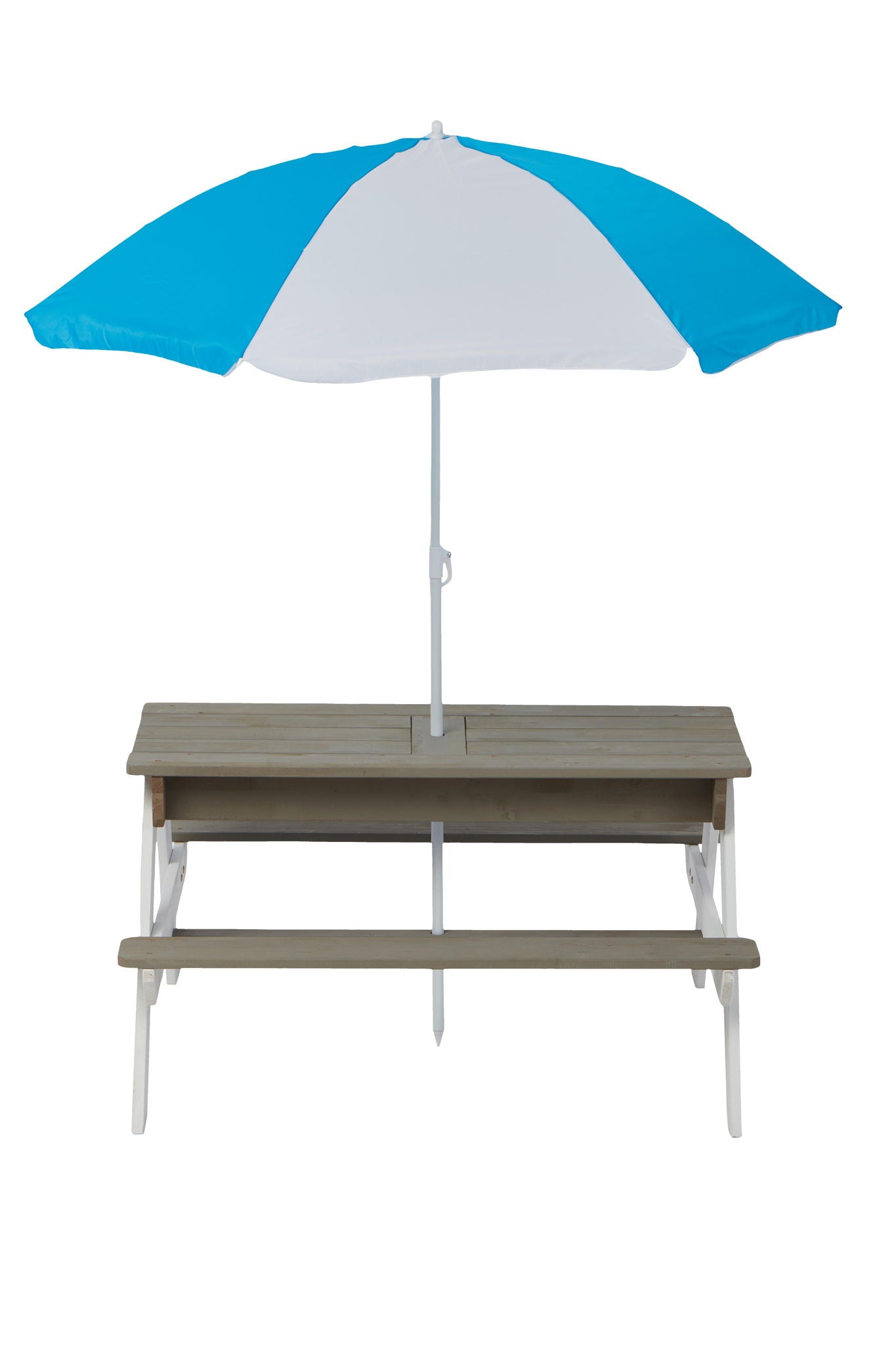 Wooden Kids Picnic Table, Sand And Water Table With Umbrella, Activity Table For Outdoor Backyard Patio Play - White / Gray - Best Buy Furniture