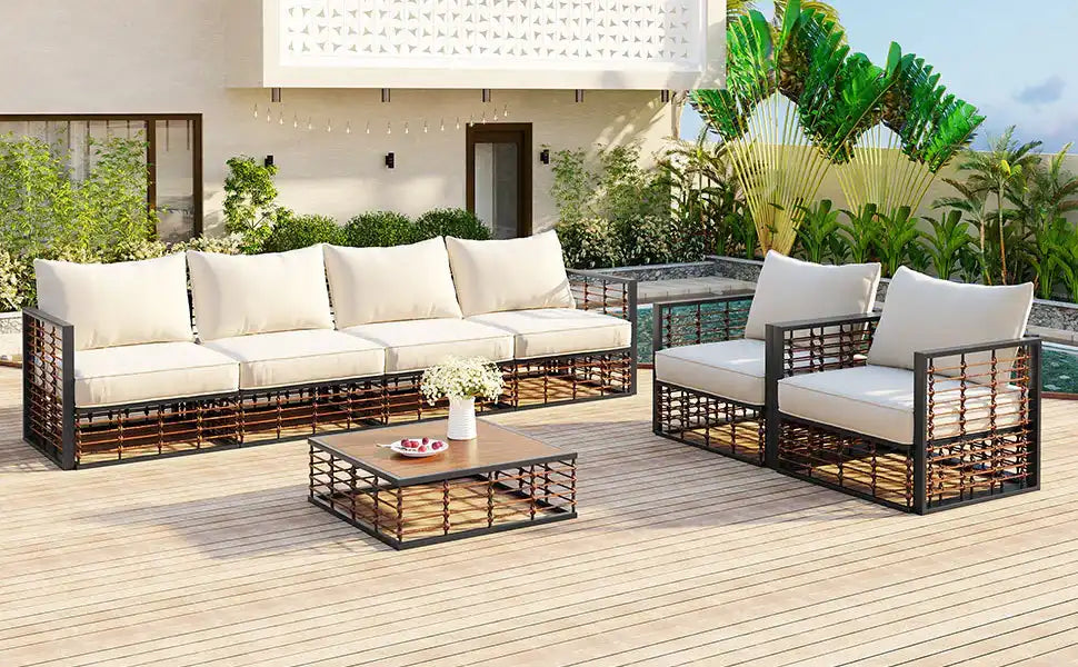 TOPMAX Modern 7-Piece Outdoor Modular Sectional Sofa Set - Best Buy Furniture