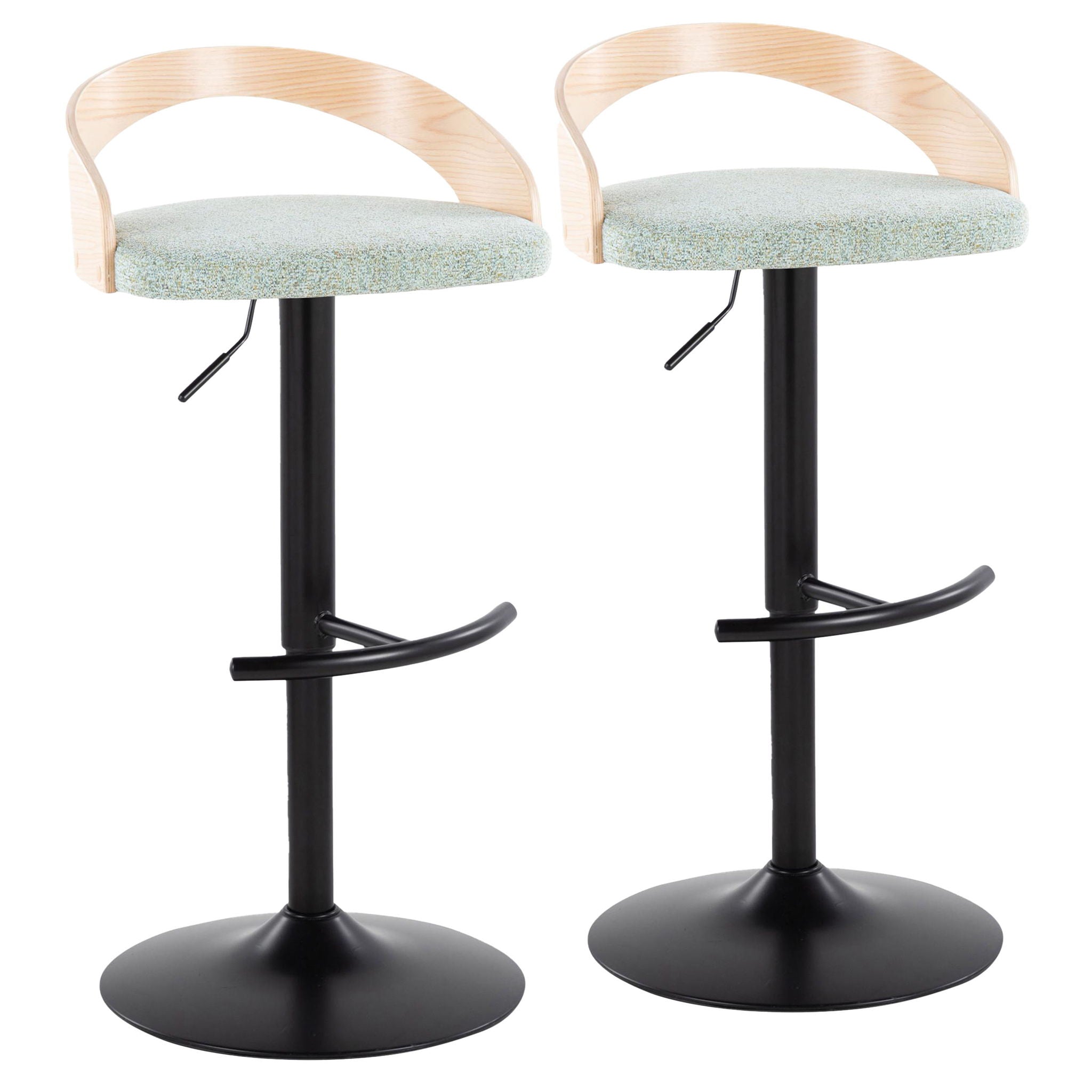Grotto - Contemporary Adjustable Barstool With Swivel & Rounded T Footrest (Set of 2) - Best Buy Furniture
