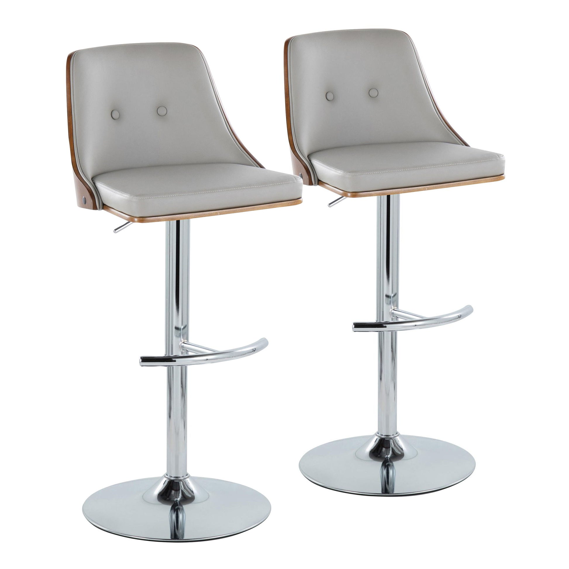 Gianna - Mid Century Modern Adjustable Barstool With Swivel With Rounded T Footrest (Set of 2) - Best Buy Furniture