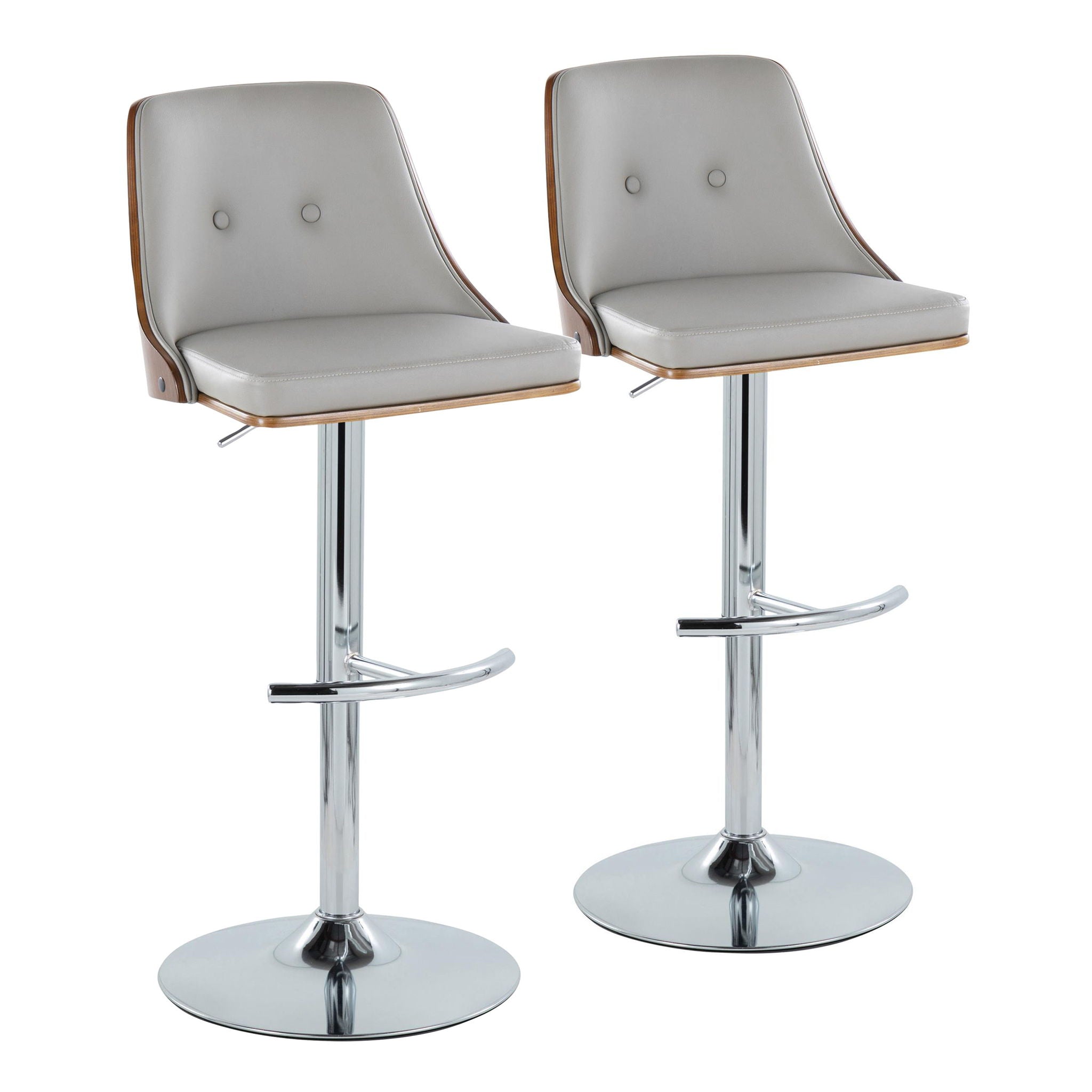Gianna - Mid Century Modern Adjustable Barstool With Swivel With Rounded T Footrest (Set of 2) - Best Buy Furniture
