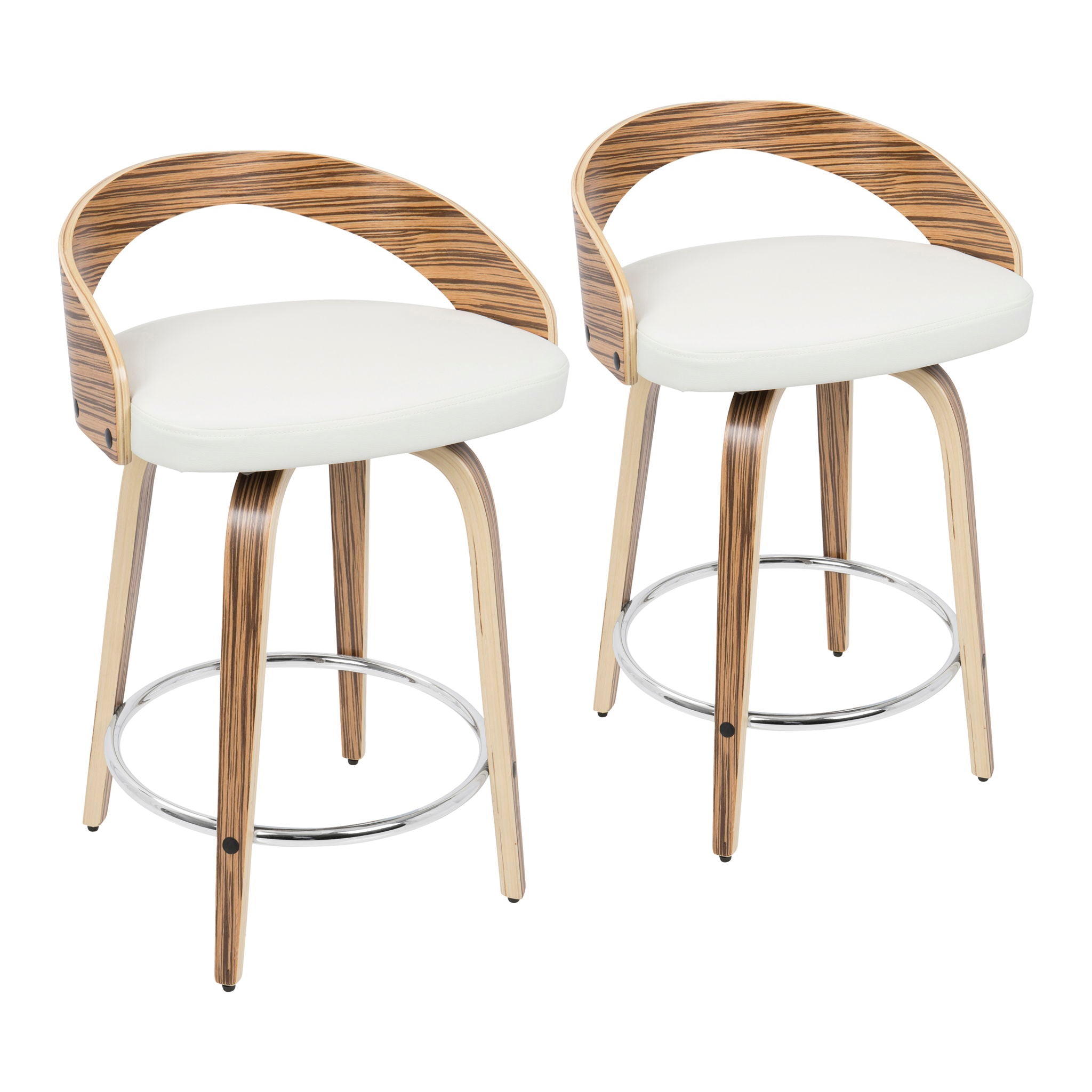 Grotto - Contemporary Fixed Height Counter Stool & Swivel With Round Footrest (Set of 2) - Best Buy Furniture