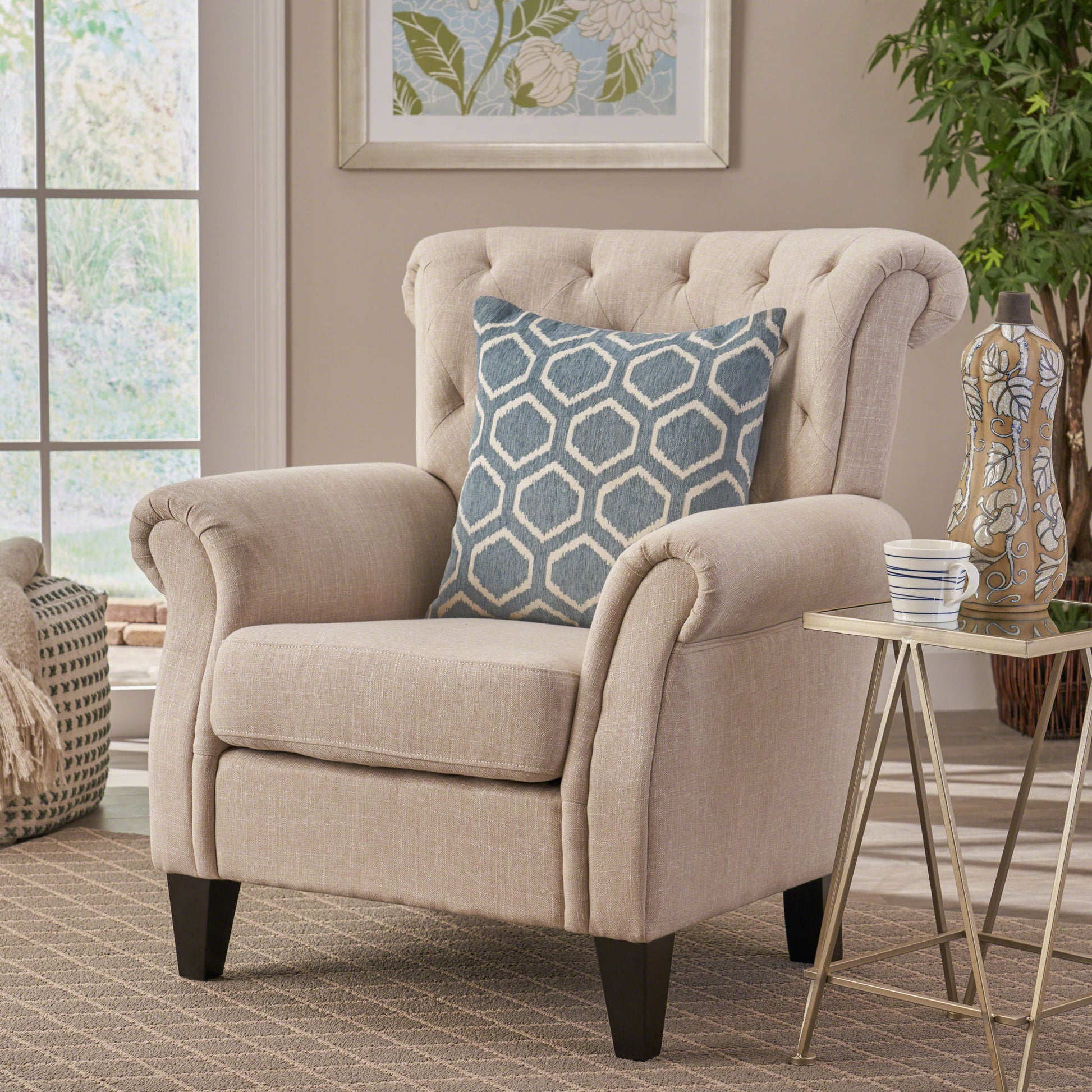Springfield - Tufted Club Chair Stylish Upholstery - Light Beige - Best Buy Furniture