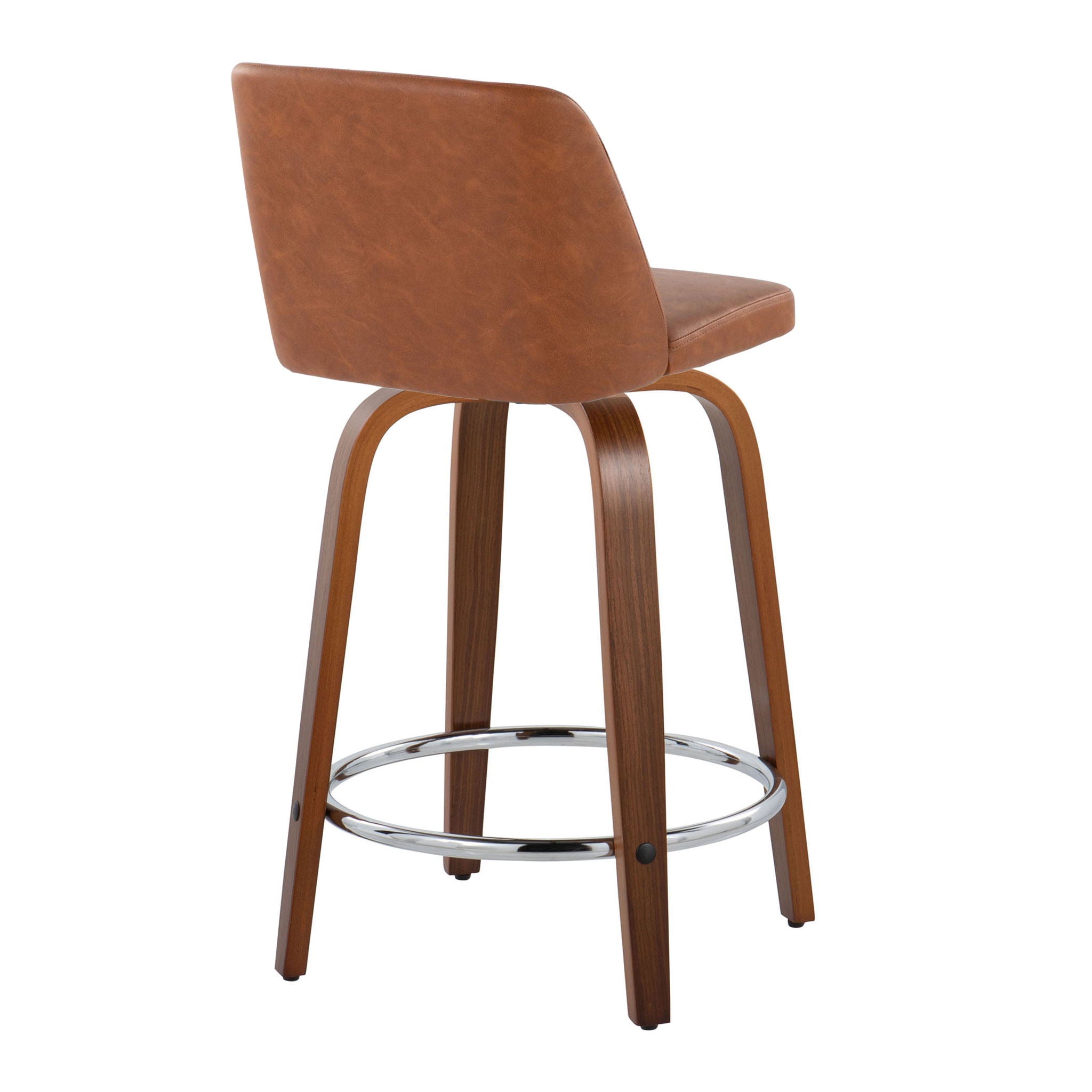 Toriano - Mid Century Modern Fixed Height Counter Stool With Swivel With Round Footrest (Set of 2) - Best Buy Furniture