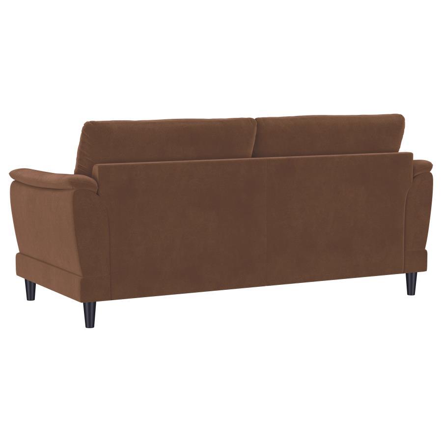 Selma - Velvet Upholstered Crescent Arm Sofa - Rust - Best Buy Furniture