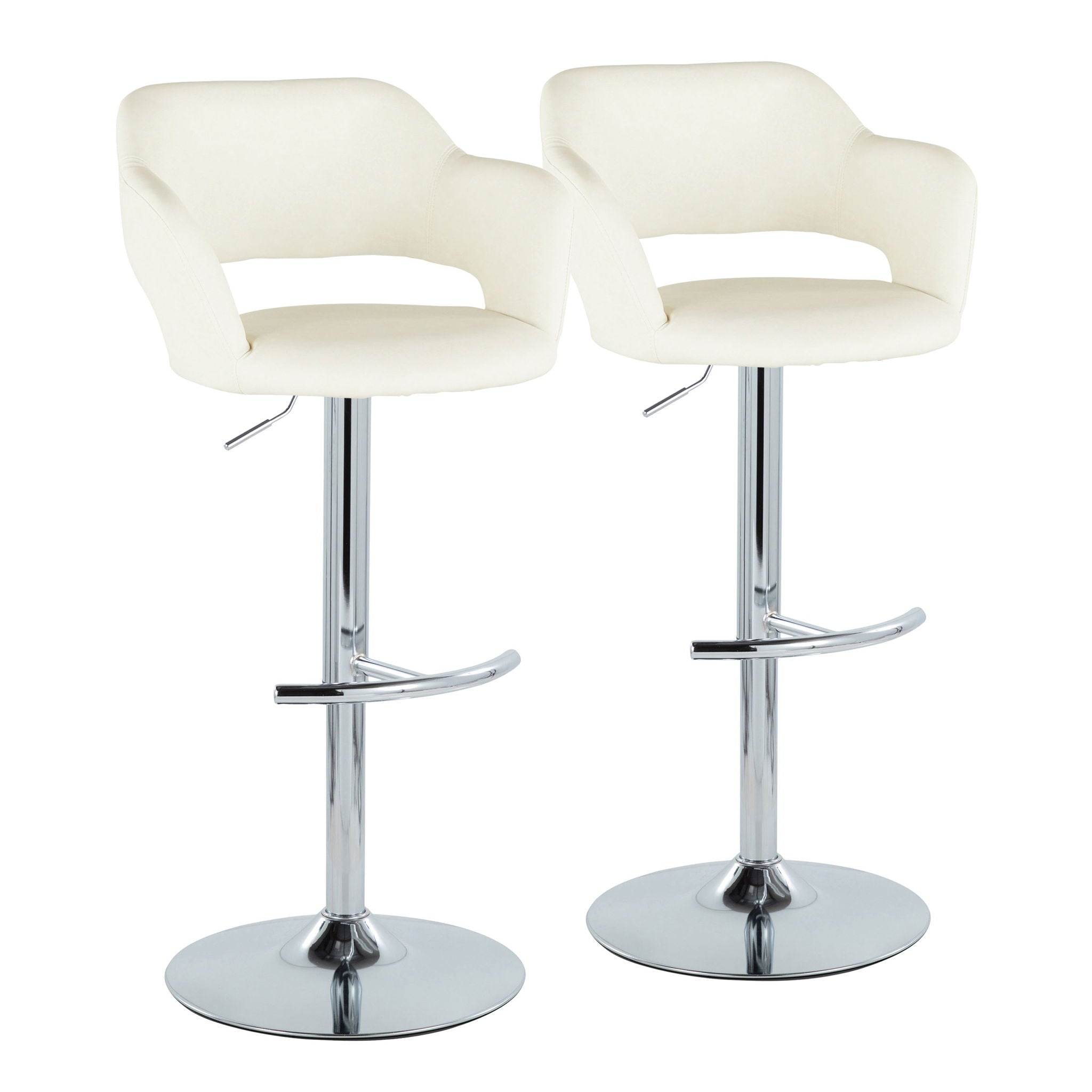 Margarite - Contemporary Ajustable Barstool With Swivel With Rounded T Footrest (Set of 2) - Best Buy Furniture