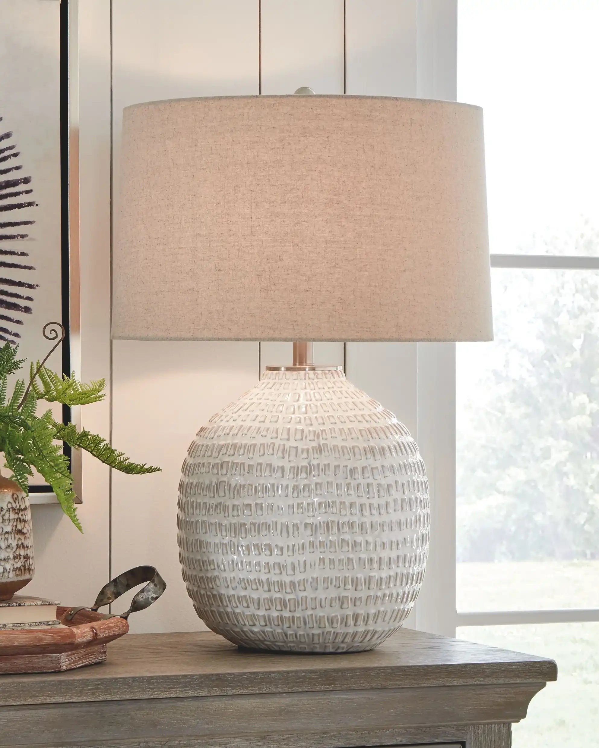 Jamon - Ceramic Table Lamp - Beige - Best Buy Furniture