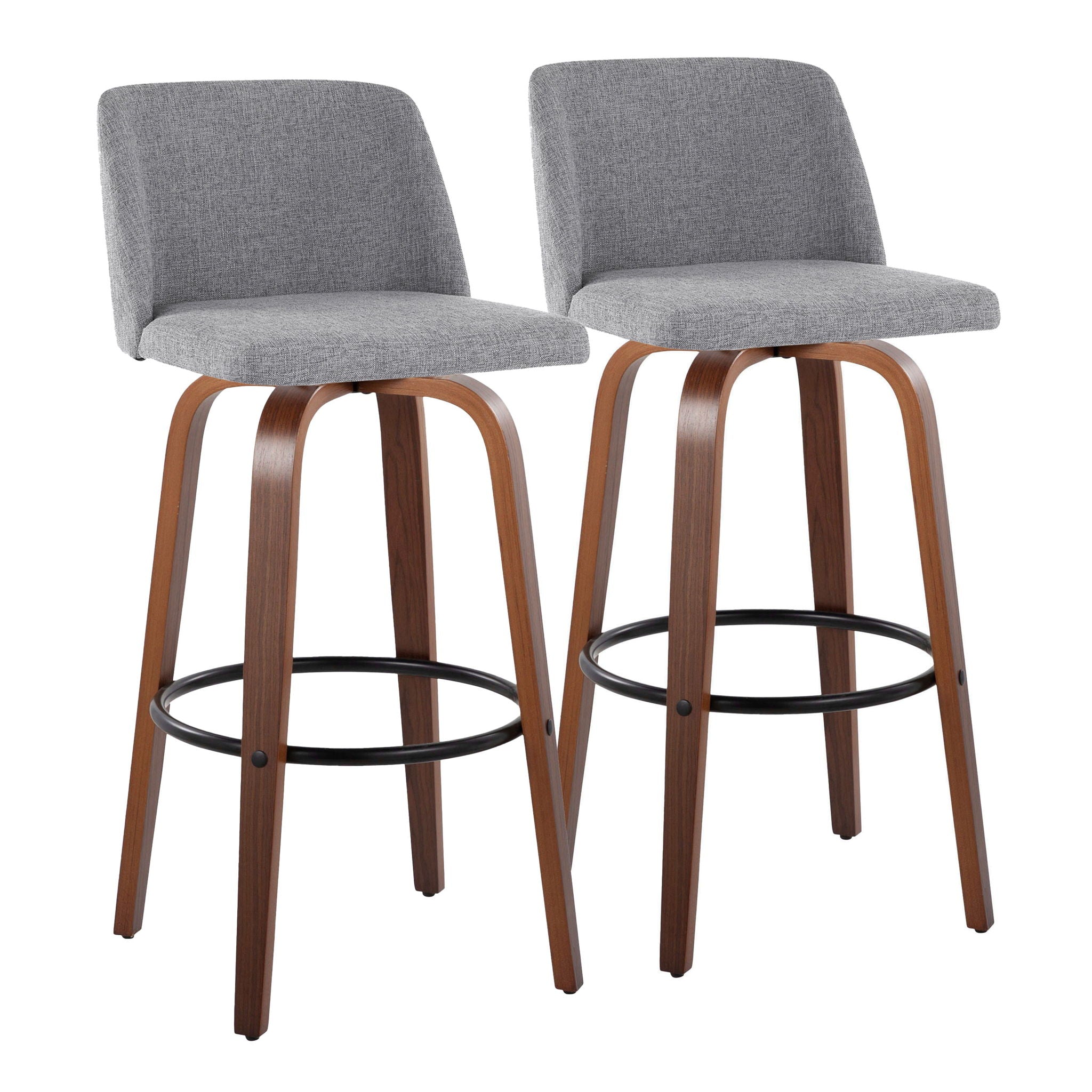 Toriano - Mid Century Modern Fixed Height Barstool Swivel And Round Footrest (Set of 2) - Best Buy Furniture