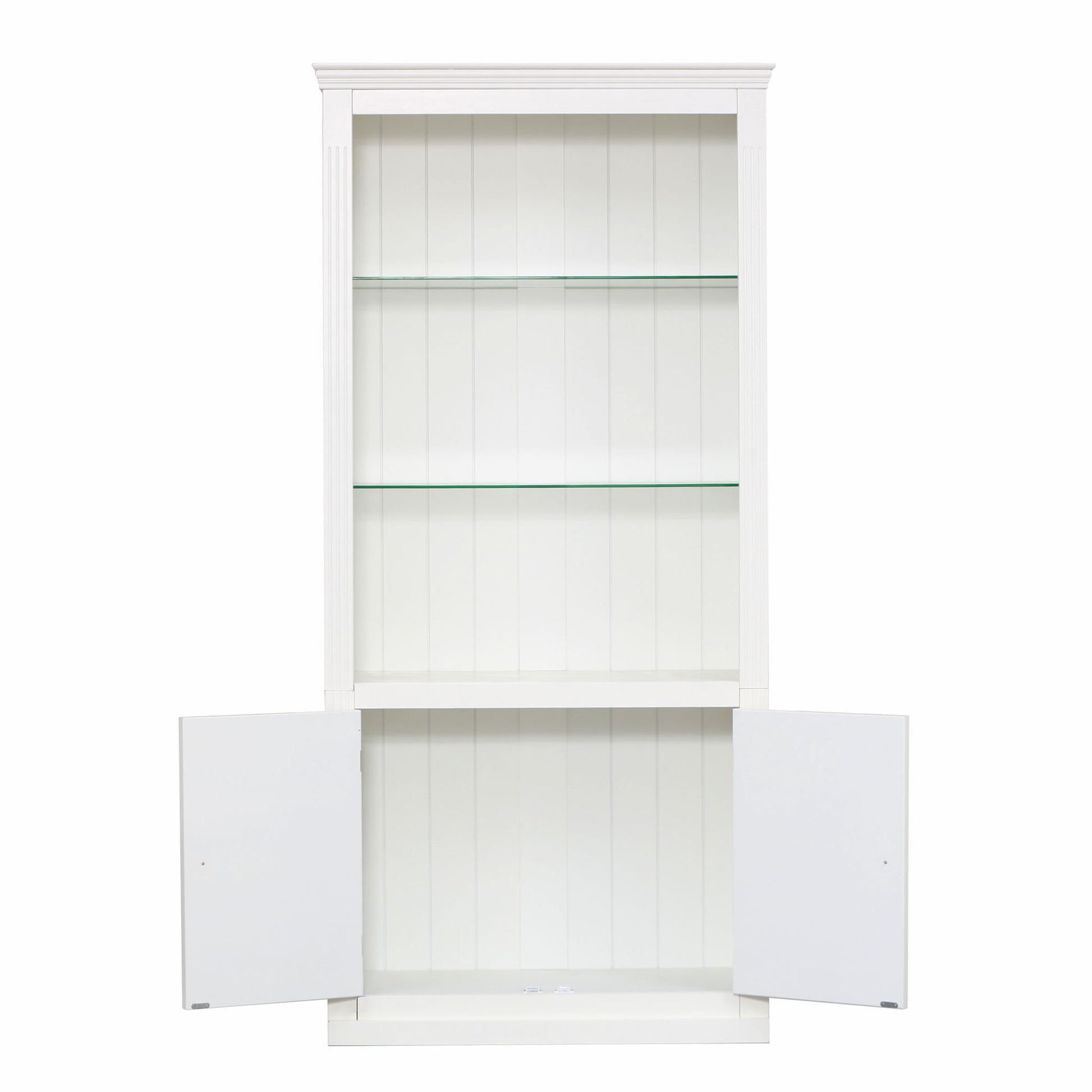 Retro Style Display Bookcase With Adjustable LED Ceiling Light And Tempered Glass Shelves - White - Best Buy Furniture