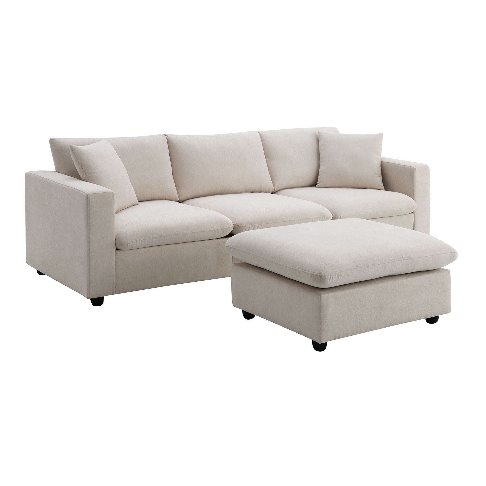 Modern Sectional Sofa With Throw Pillows, Cloud L Shaped Couch Set With Wide 4 Seat Comfy Couch Set With Movable Ottoman - Best Buy Furniture