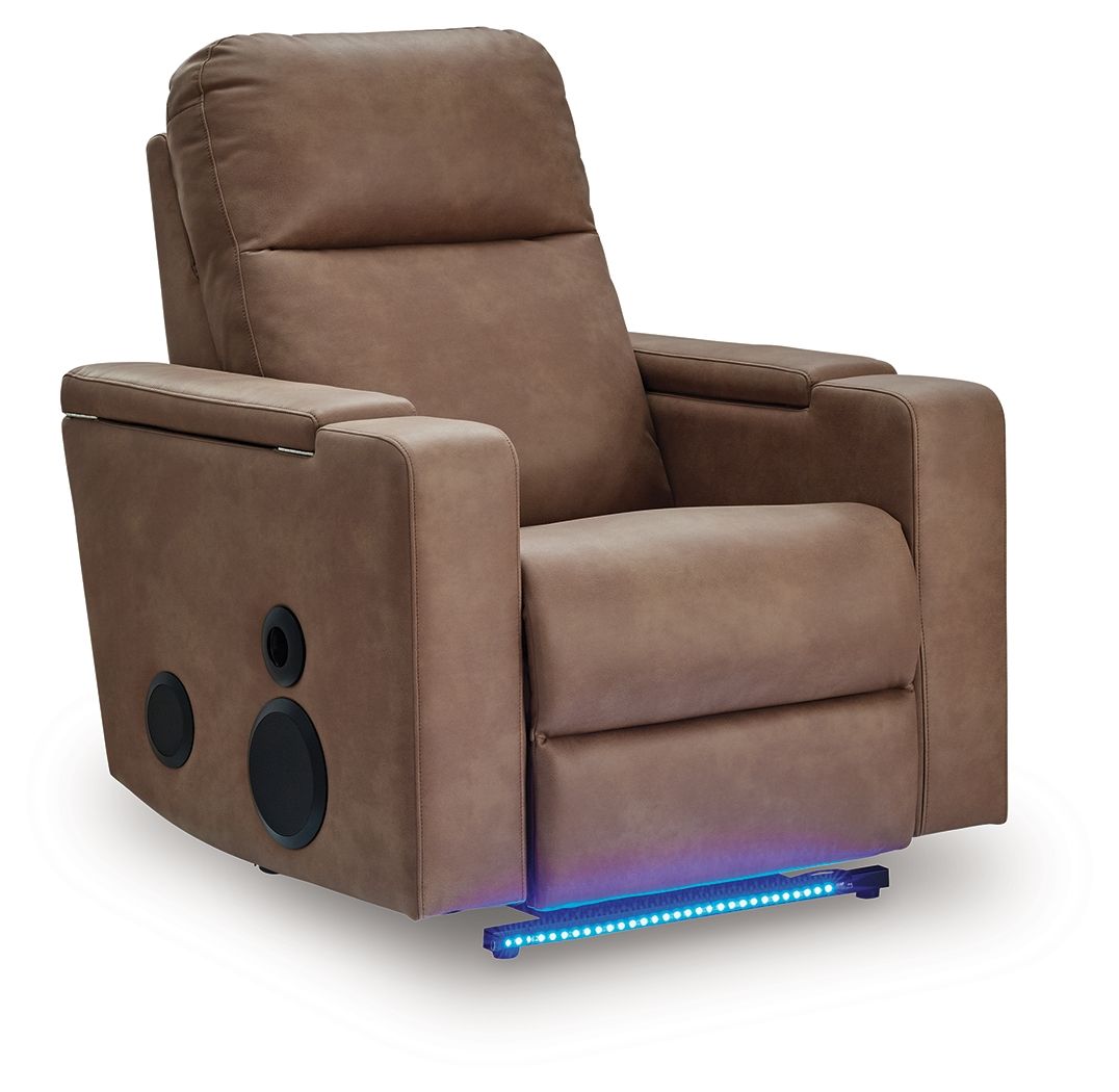 Lorrenton - Glider Power Recliner With Audio System - Caramel - Best Buy Furniture