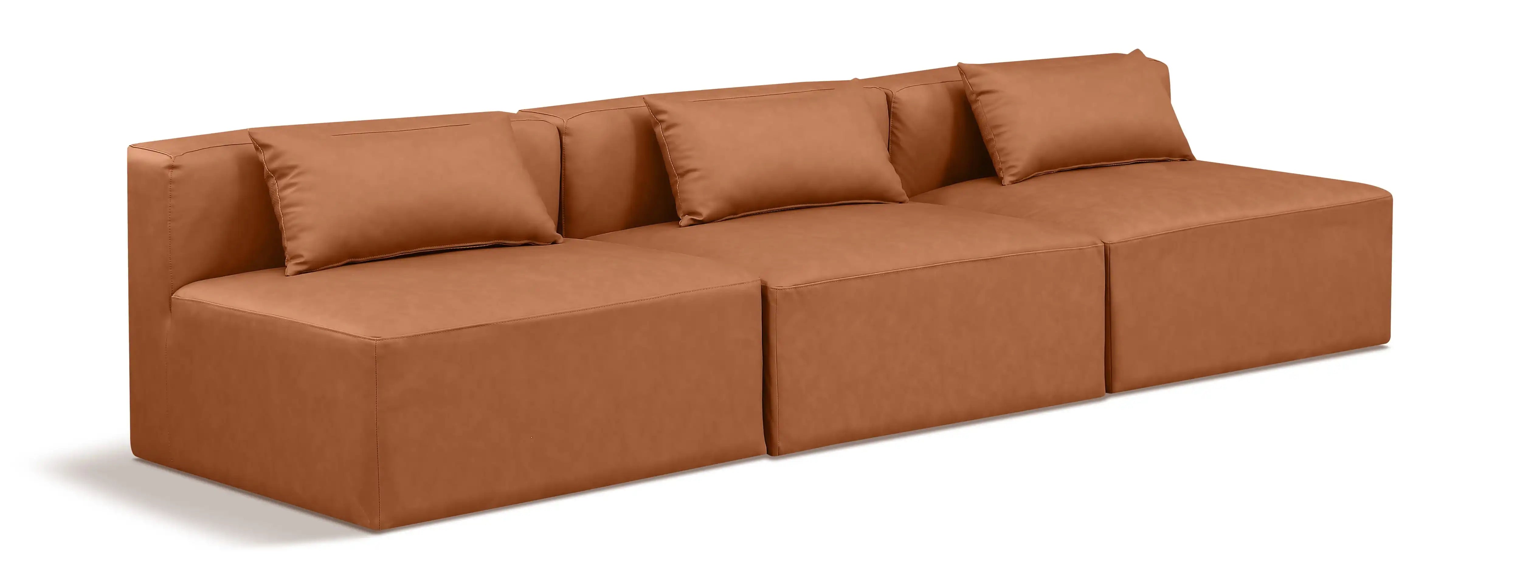 Cube - Modular 3 Piece Armless Sofa - Cognac - Best Buy Furniture