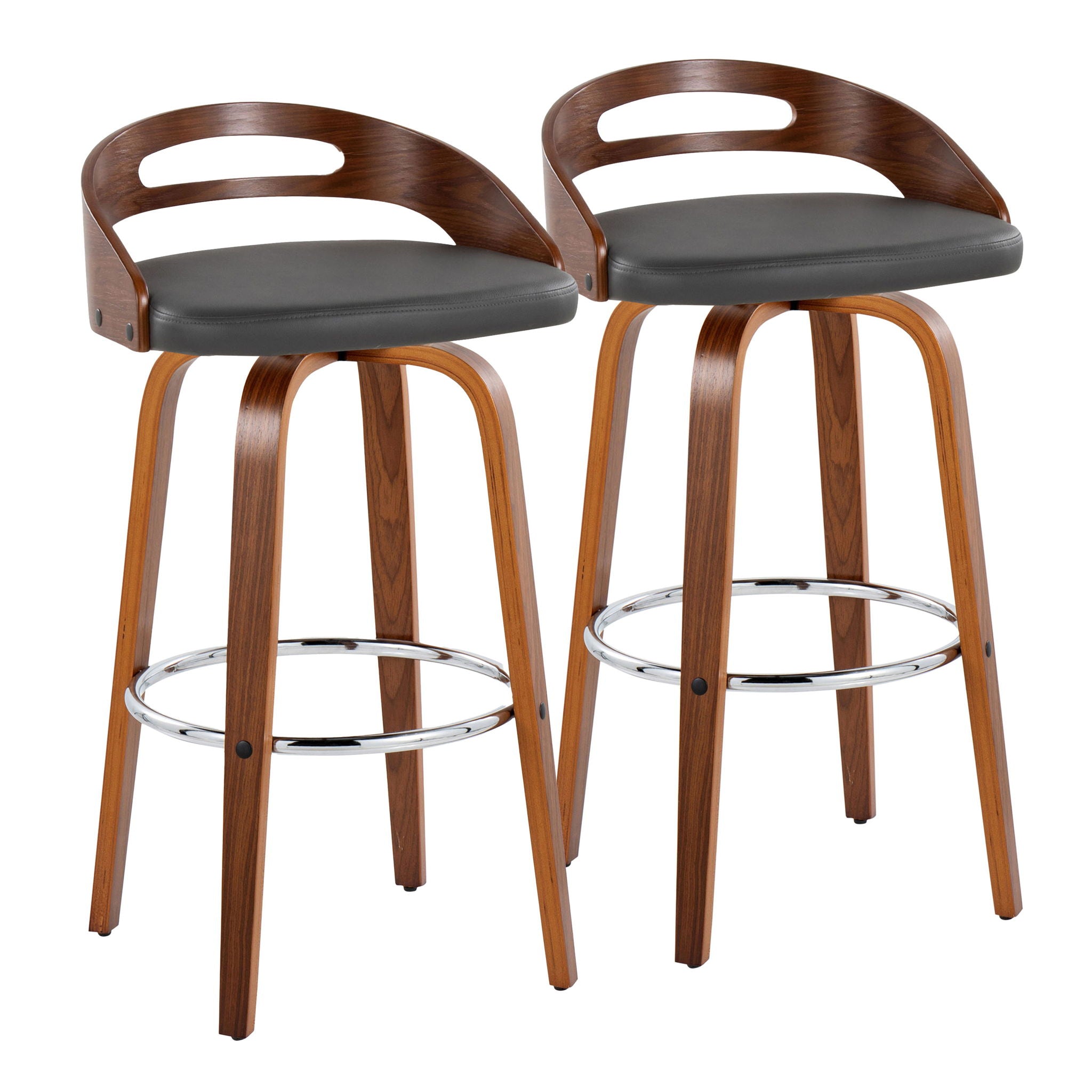 Cassis - Contemporary Fixed Height Barstool With Swivel With Round Footrest (Set of 2) - Best Buy Furniture