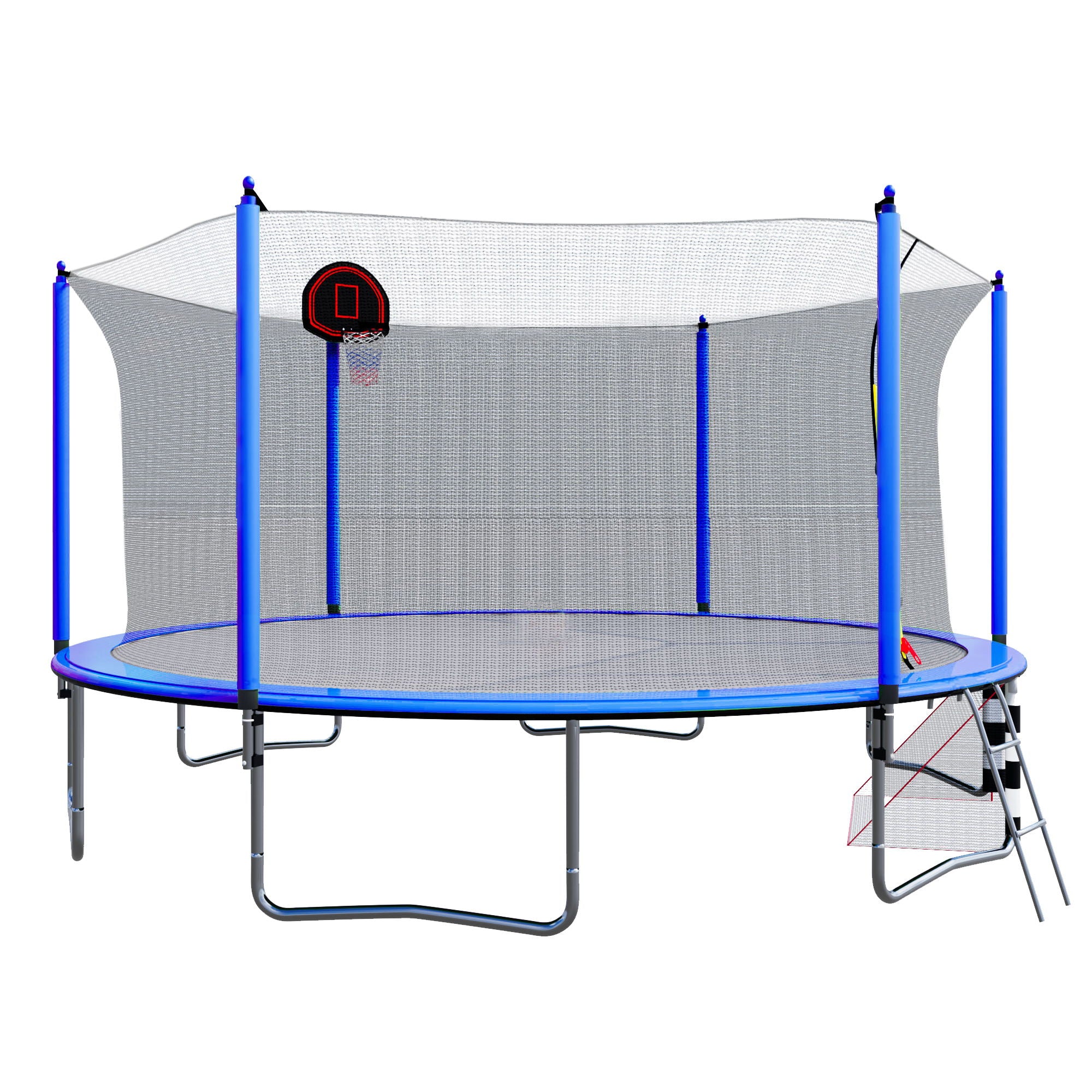 16Ft Trampoline With Basketball Hoop Pump And Ladder (Inner Safety Enclosure) With Soccer Goal - Best Buy Furniture