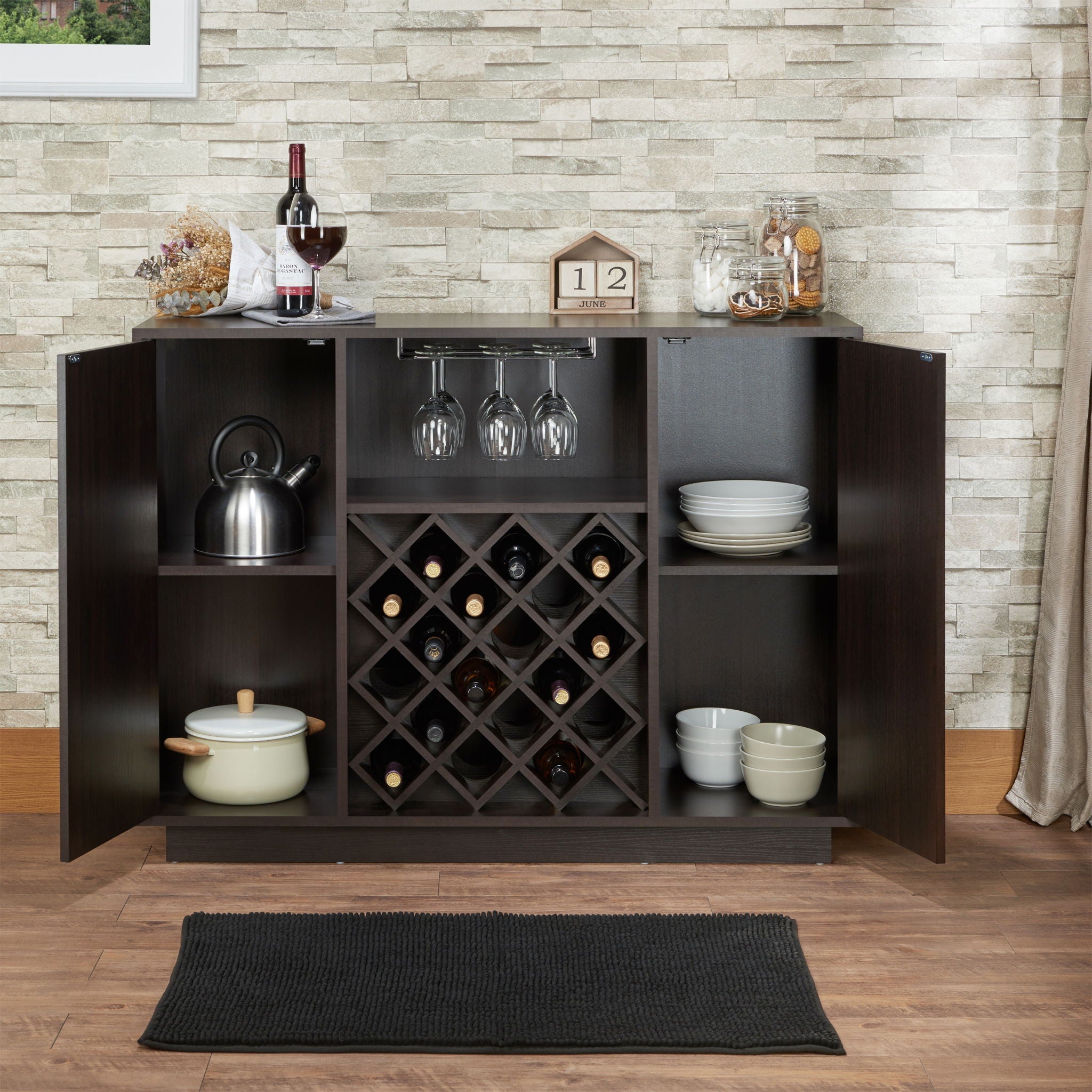 Hazen - Wine Cabinet - Espresso - Best Buy Furniture