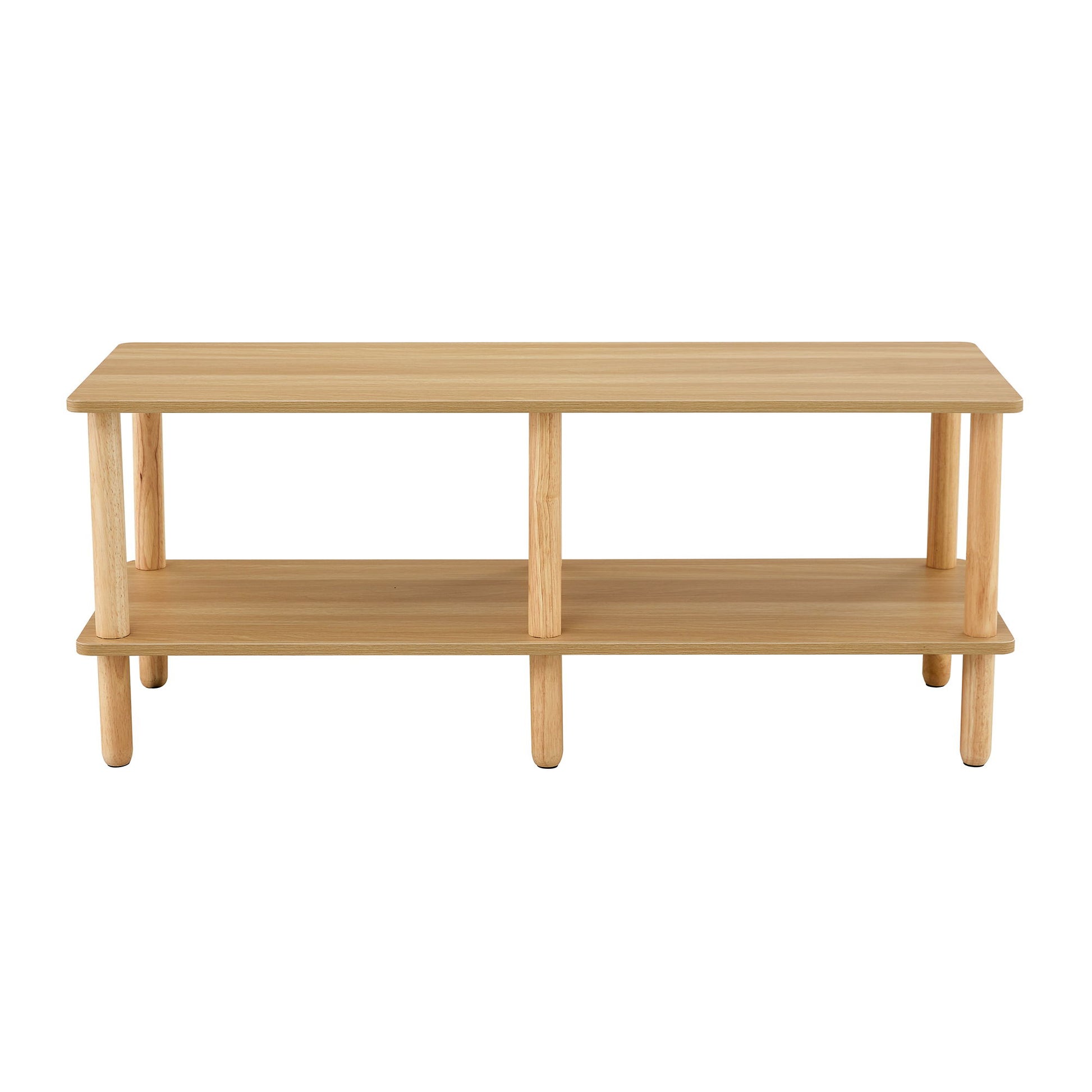 Modern Double Deck TV Cabinet With Open Storage Shelf, Rounded Legs - Best Buy Furniture