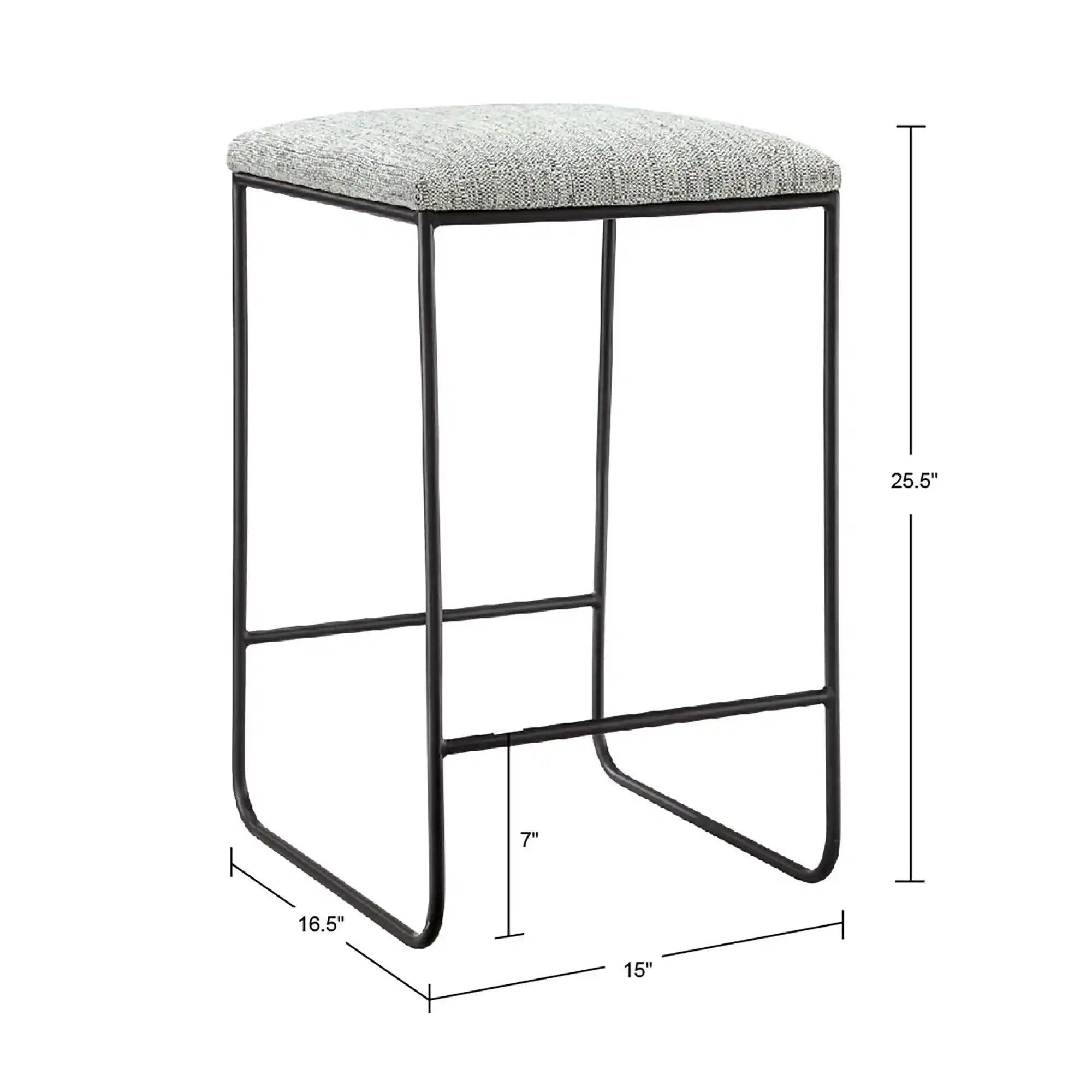 Counter Stool With Faux Linen Seat - Heathered Gray / Matte Black - Best Buy Furniture