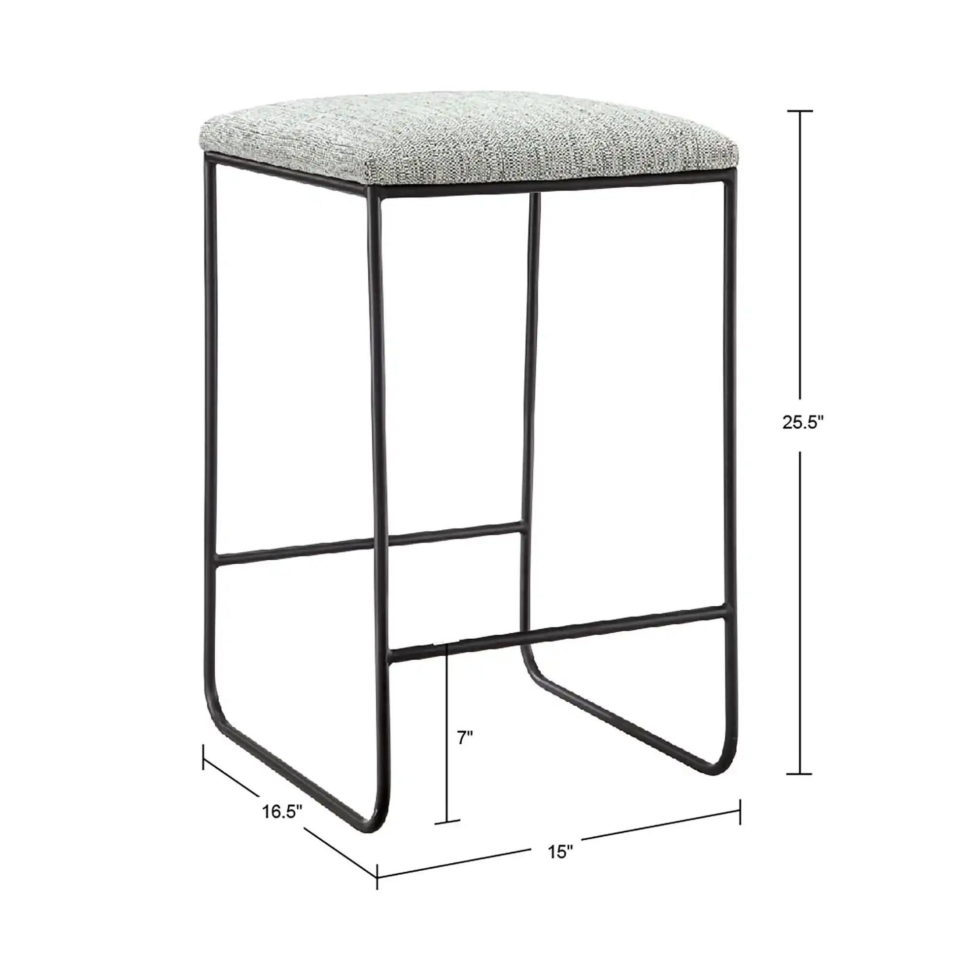 Counter Stool With Faux Linen Seat - Heathered Gray / Matte Black - Best Buy Furniture