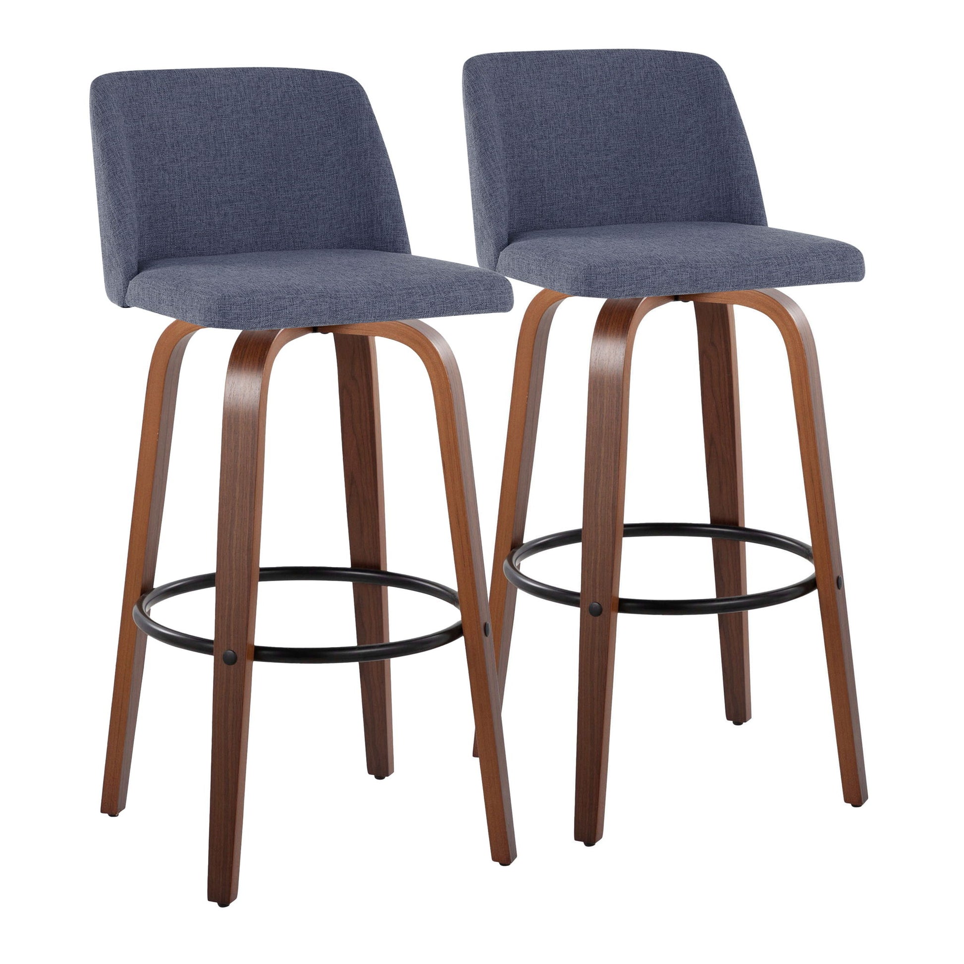 Toriano - Mid Century Modern Fixed Height Barstool Swivel And Round Footrest (Set of 2) - Best Buy Furniture
