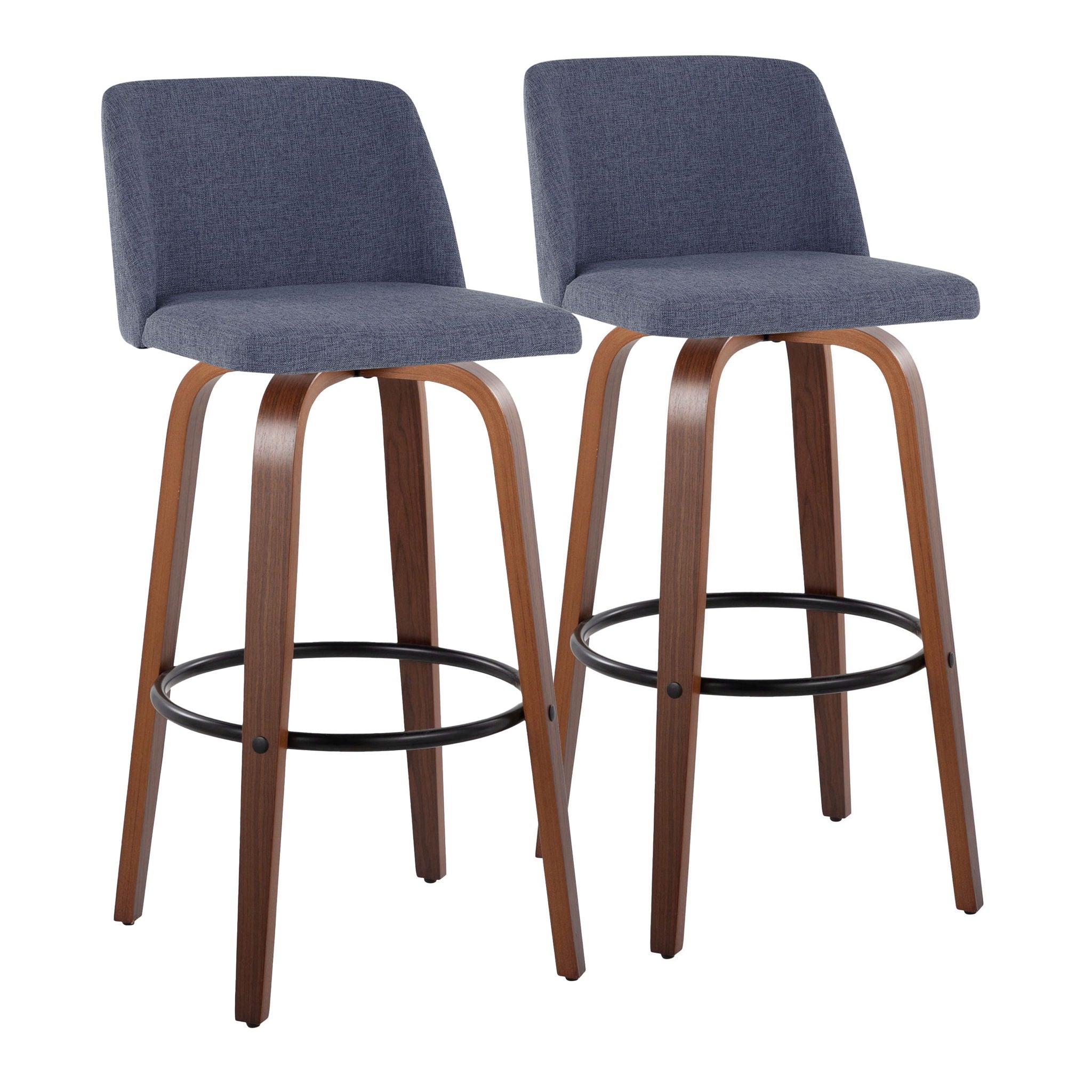 Toriano - Mid Century Modern Fixed Height Barstool Swivel And Round Footrest (Set of 2) - Best Buy Furniture