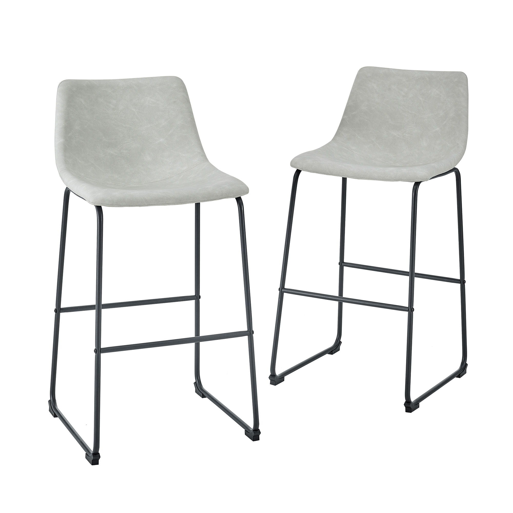 Industrial Faux Leather Bar Stools (Set of 2) - Gray - Best Buy Furniture