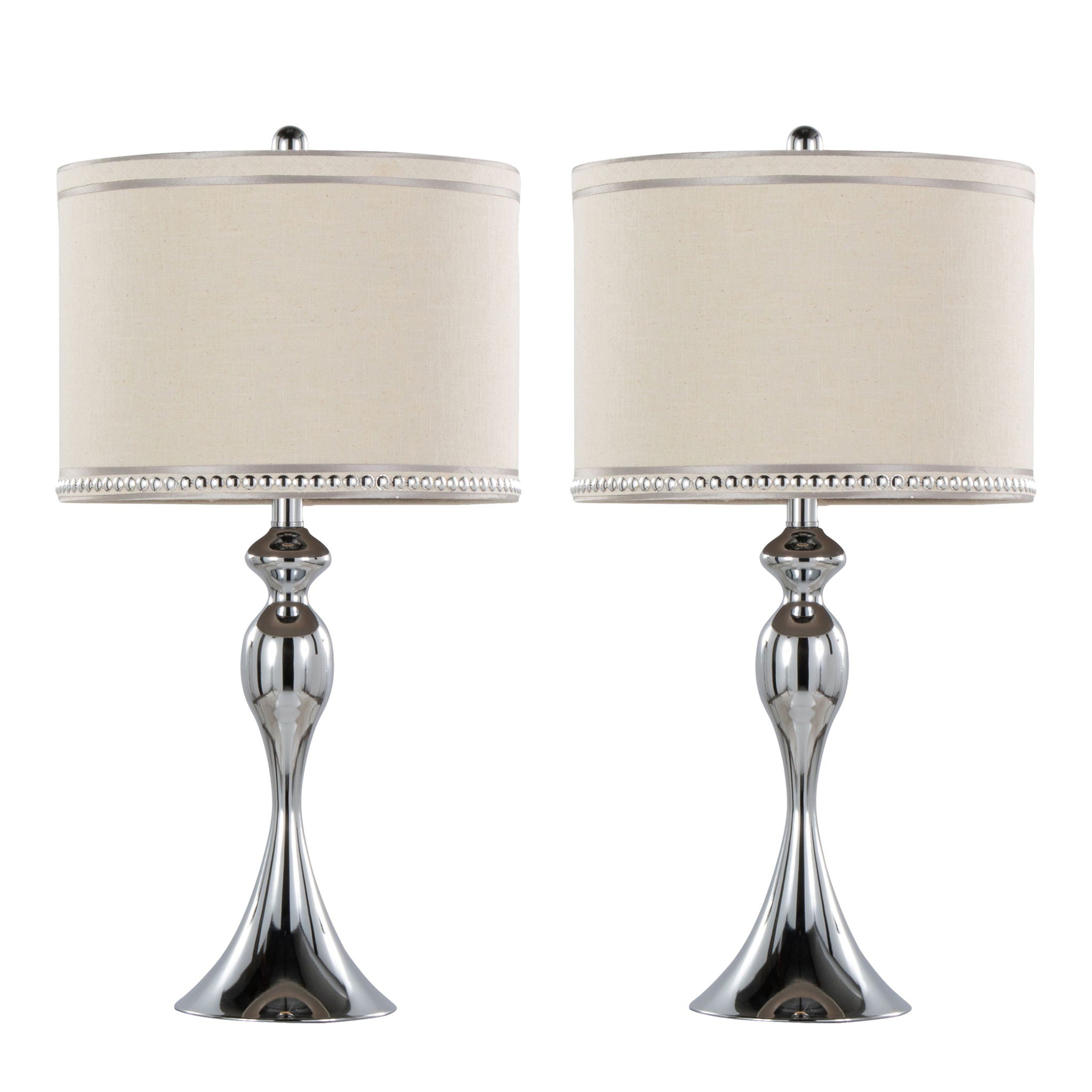 Ashland - Contemporary Table Lamp With Trim (Set of 2) - Polished Chrome / Cream - Best Buy Furniture