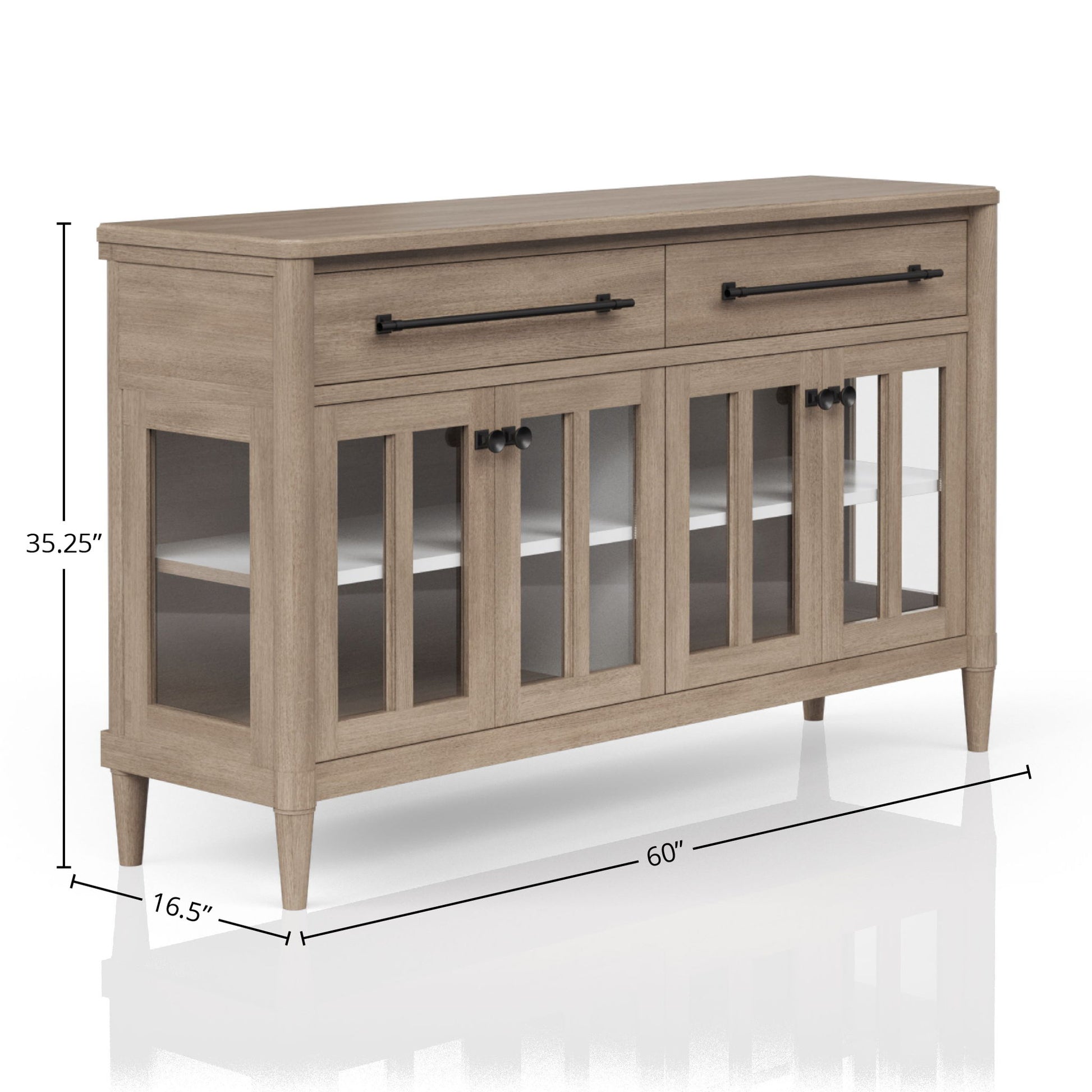 Power Ready - Buffet With Glass Cabinet Doors - Sand - Best Buy Furniture