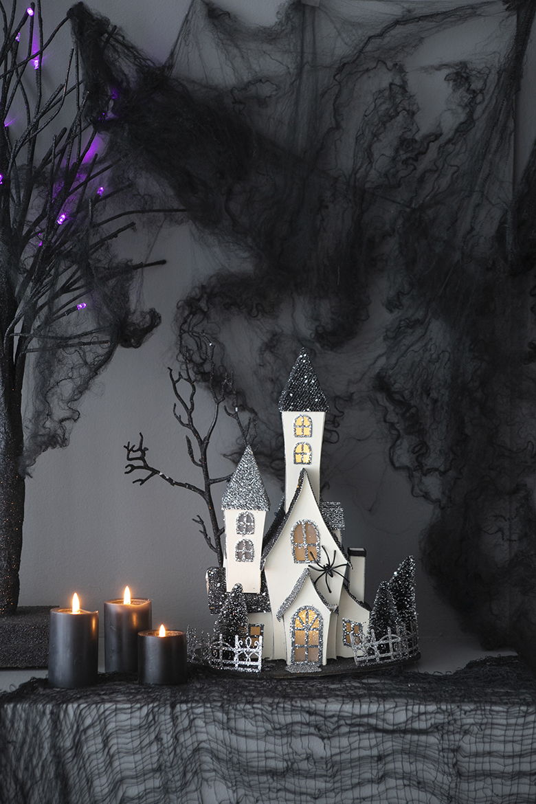 Cardboard Lighted Haunted House, Tabletop Holiday Halloween Decor, Battery Powered - Beige / Black - Best Buy Furniture