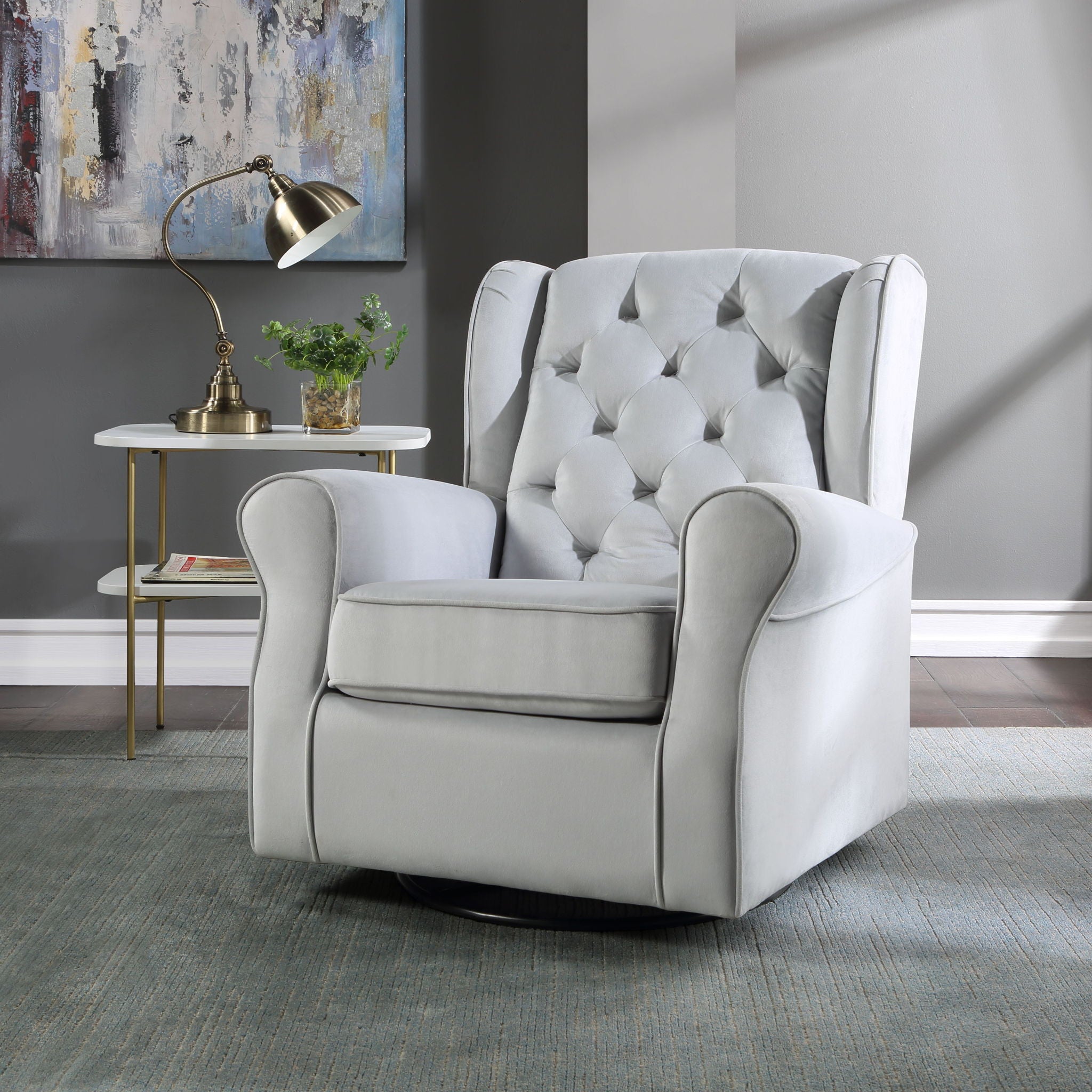 Zeger - Glider Chair With Swivel - Gray - Best Buy Furniture