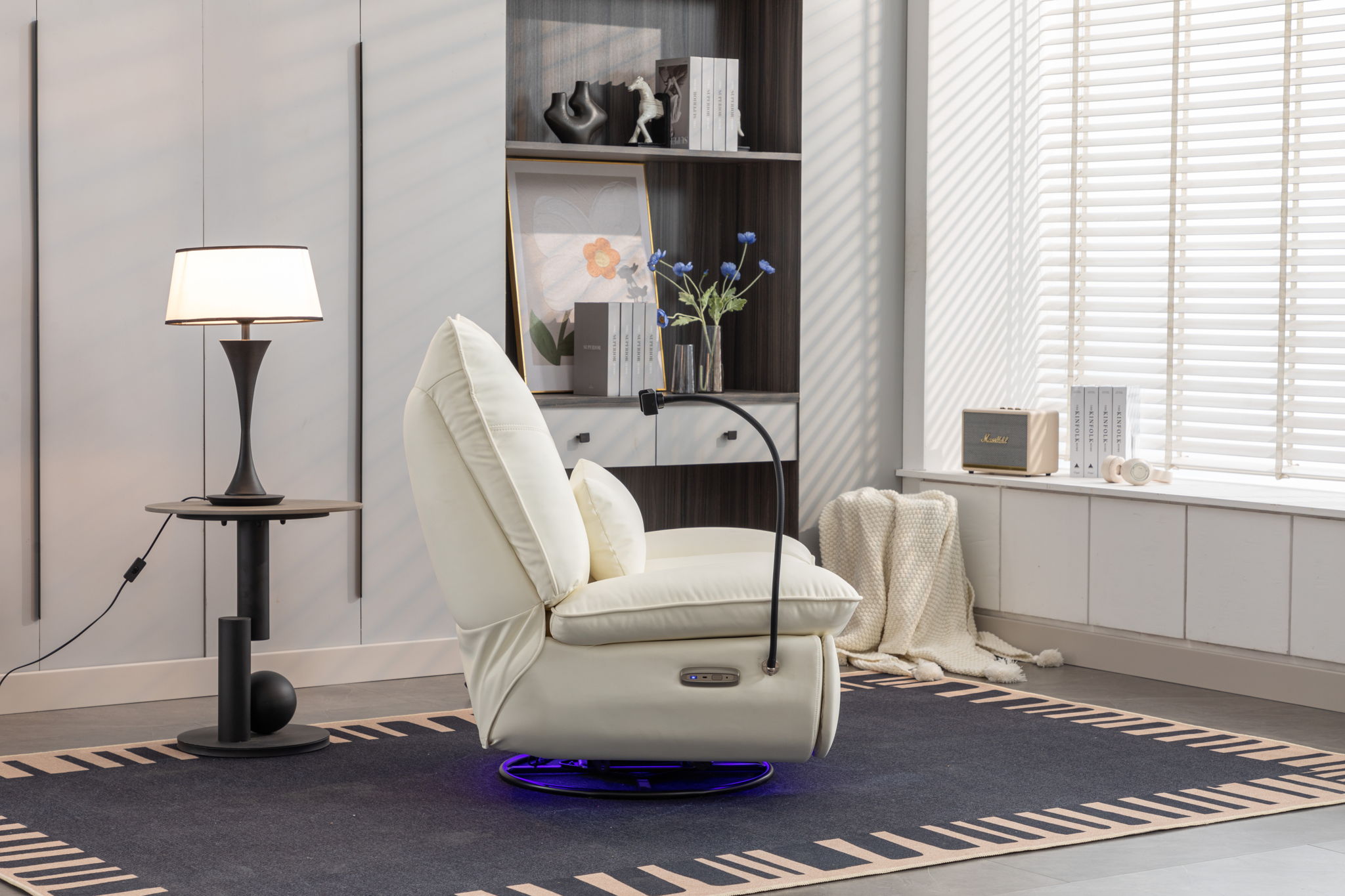 270 Swivel Glider Recliner Chair, Power Recliner Rocking Chair, USB Port Charge For Nursery Chair With Atmosphere Lamp For Living Room Bedroom Apartment - Best Buy Furniture