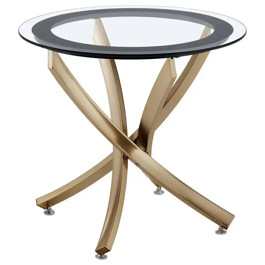 Brooke - Round Glass Top Side End Table Metal Base - Best Buy Furniture