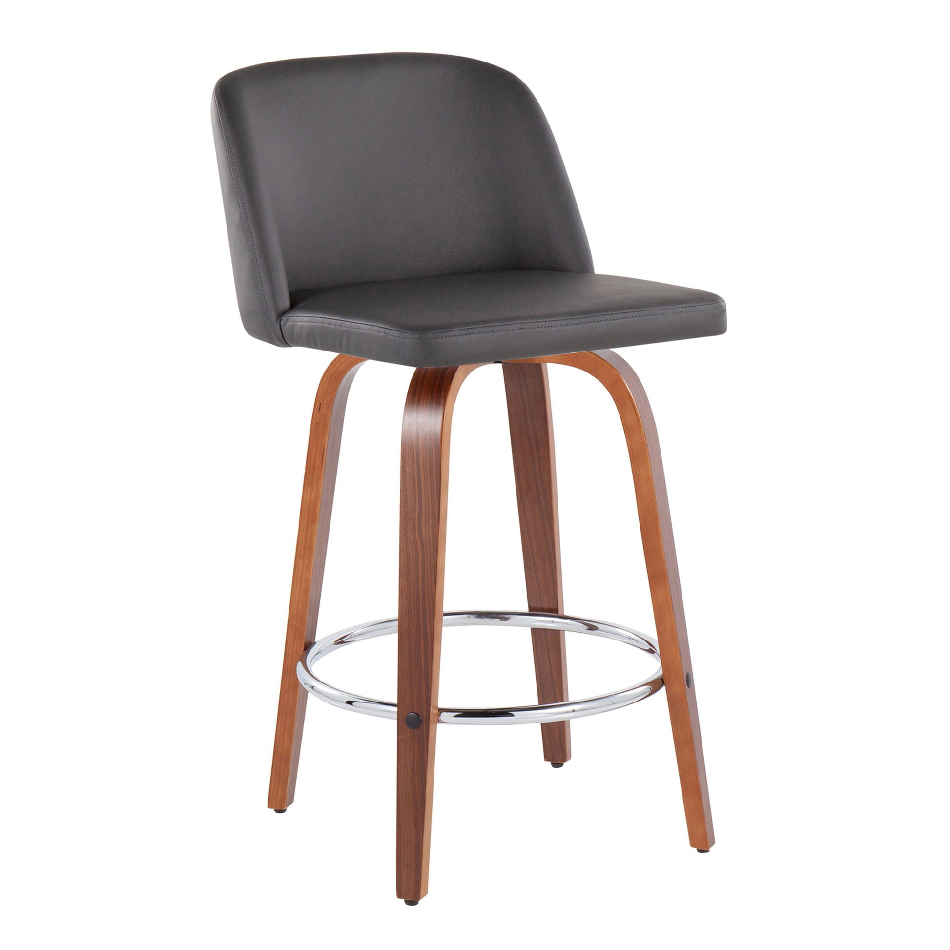 Toriano - Mid-Century Modern Fixed Height Counter Stool With Round Footrest (Set of 2) - Best Buy Furniture