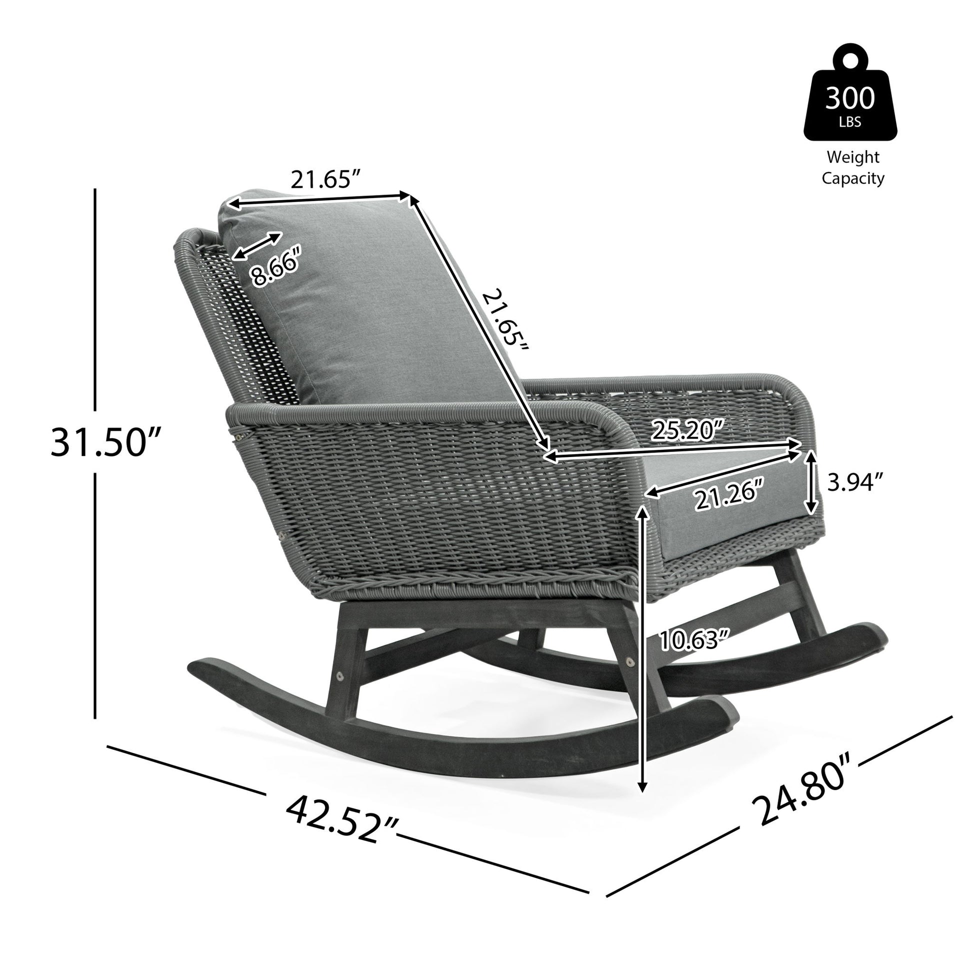 Modern 3 Piece Outdoor Seating Set With Cushioned Rattan Rocking Chairs And Wooden Accent Table - Best Buy Furniture