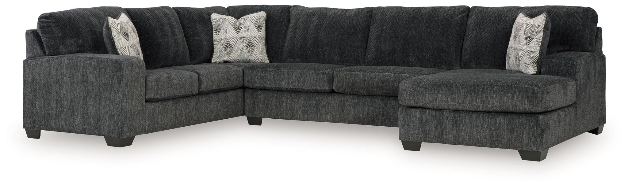 Hollyview - 3-Piece Sectional With Raf Corner Chaise - Shadow - Best Buy Furniture
