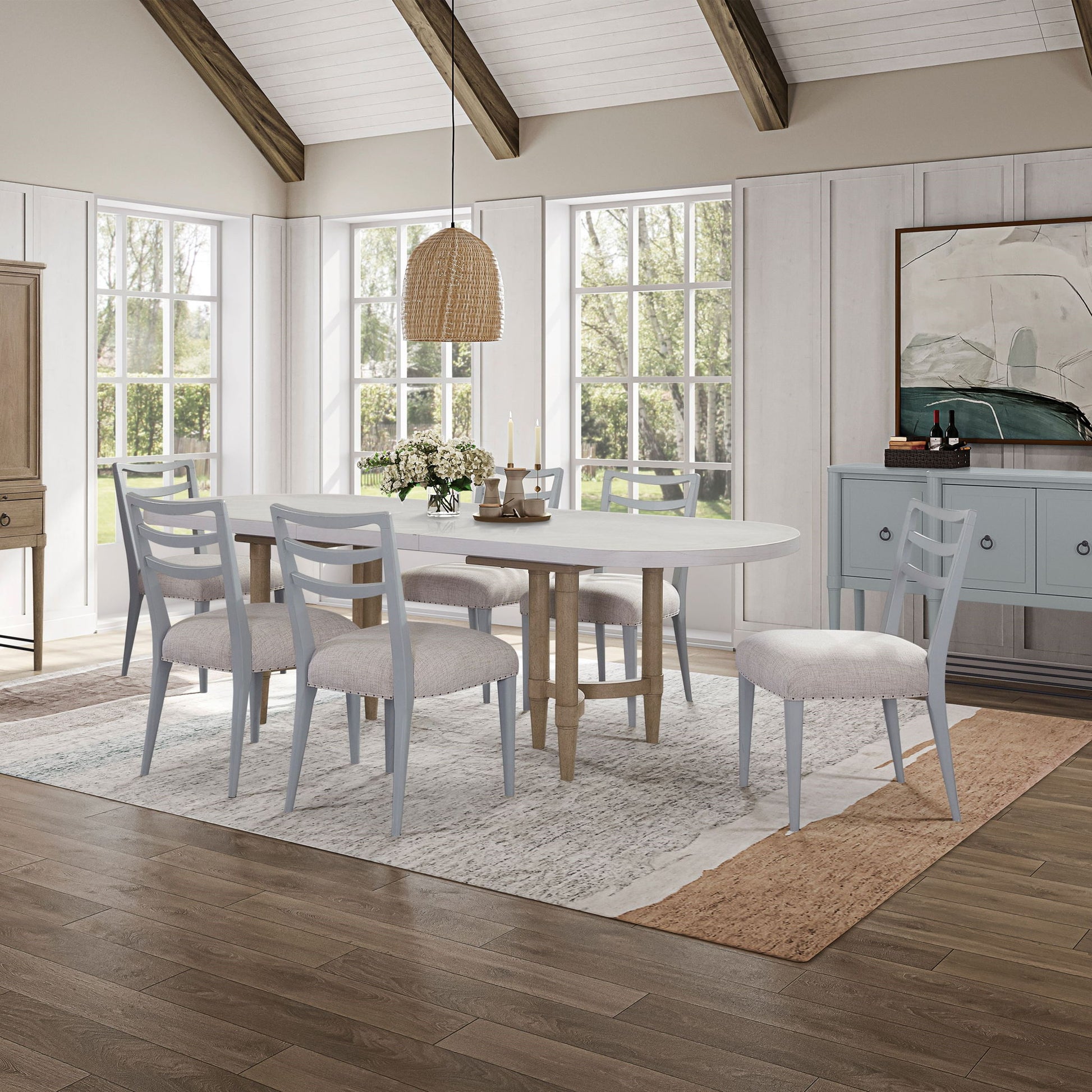Triad - Double Pedestal Dining Table With Leaf - Sand - Best Buy Furniture
