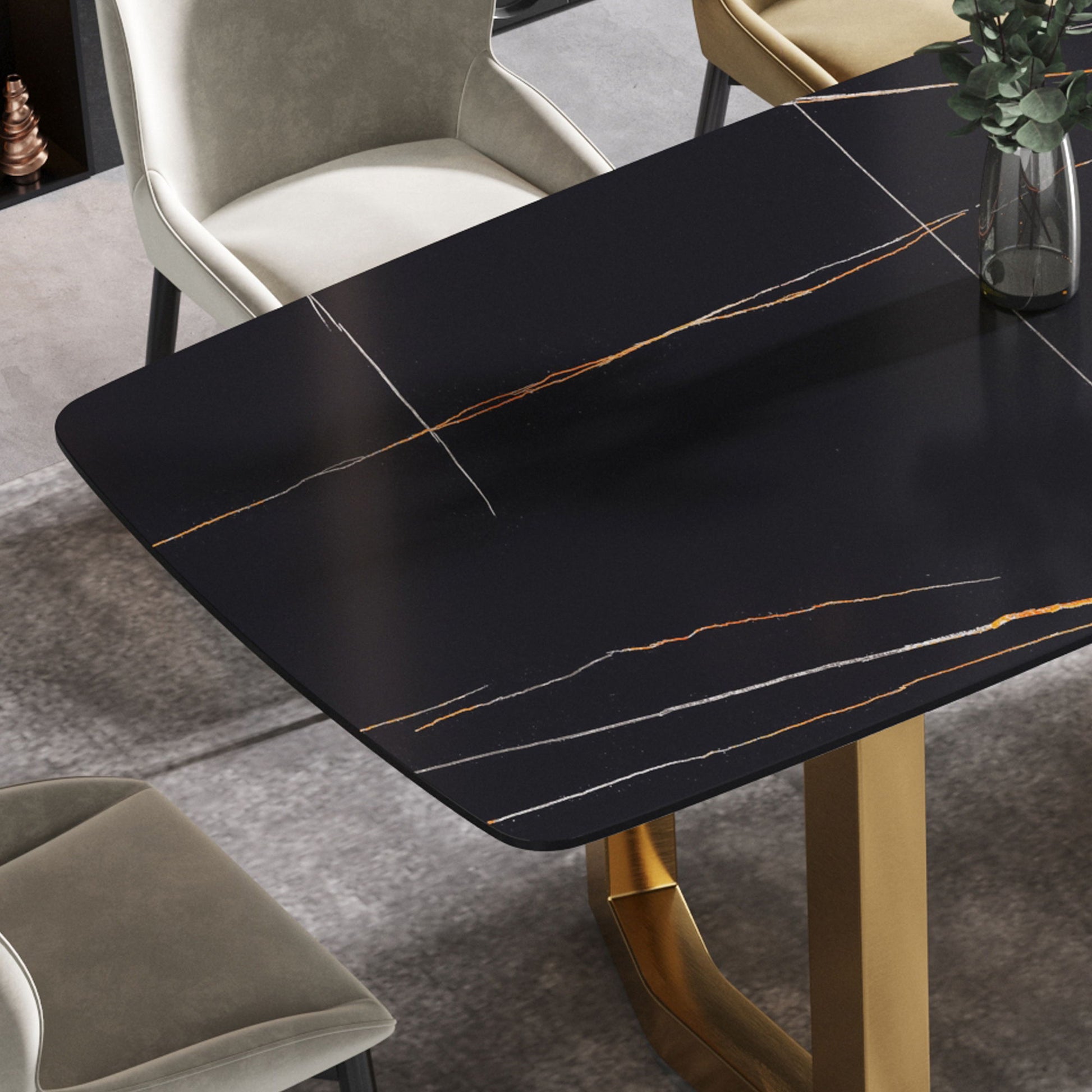 Modern Artificial Stone Dining Table, Can Accommodate 6-8 People - Black - Best Buy Furniture