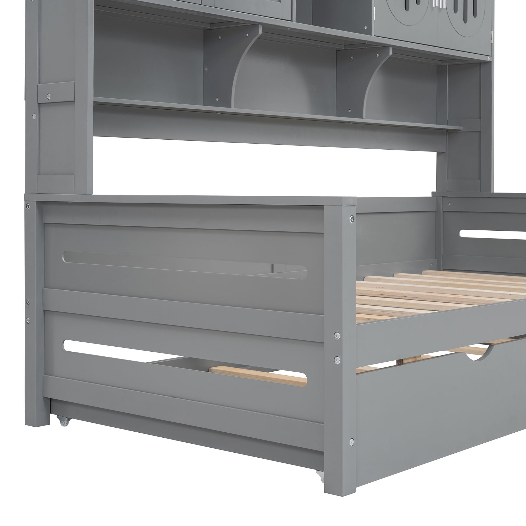 Daybed With All-In-One Cabinet And Shelf