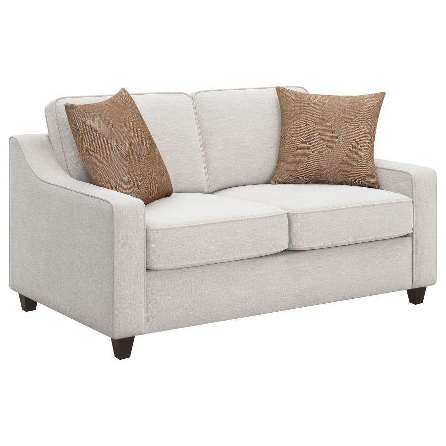 Christine - Upholstered Sloped Arm Loveseat - Beige - Best Buy Furniture