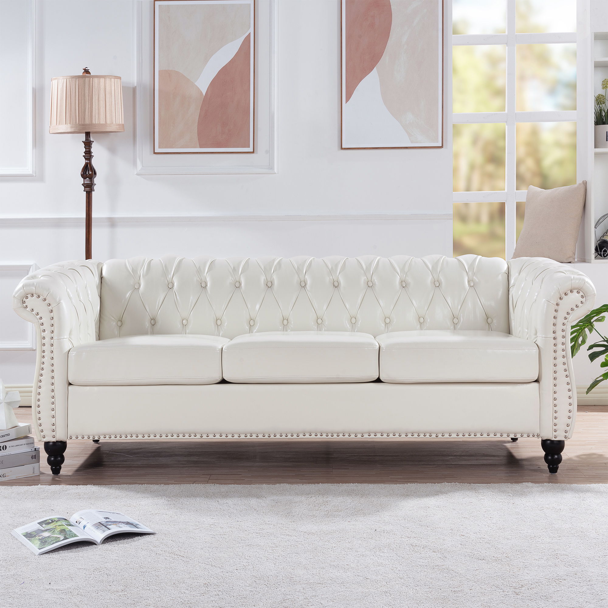 Rolled Arm Chesterfield 3 Seater Sofa - Best Buy Furniture