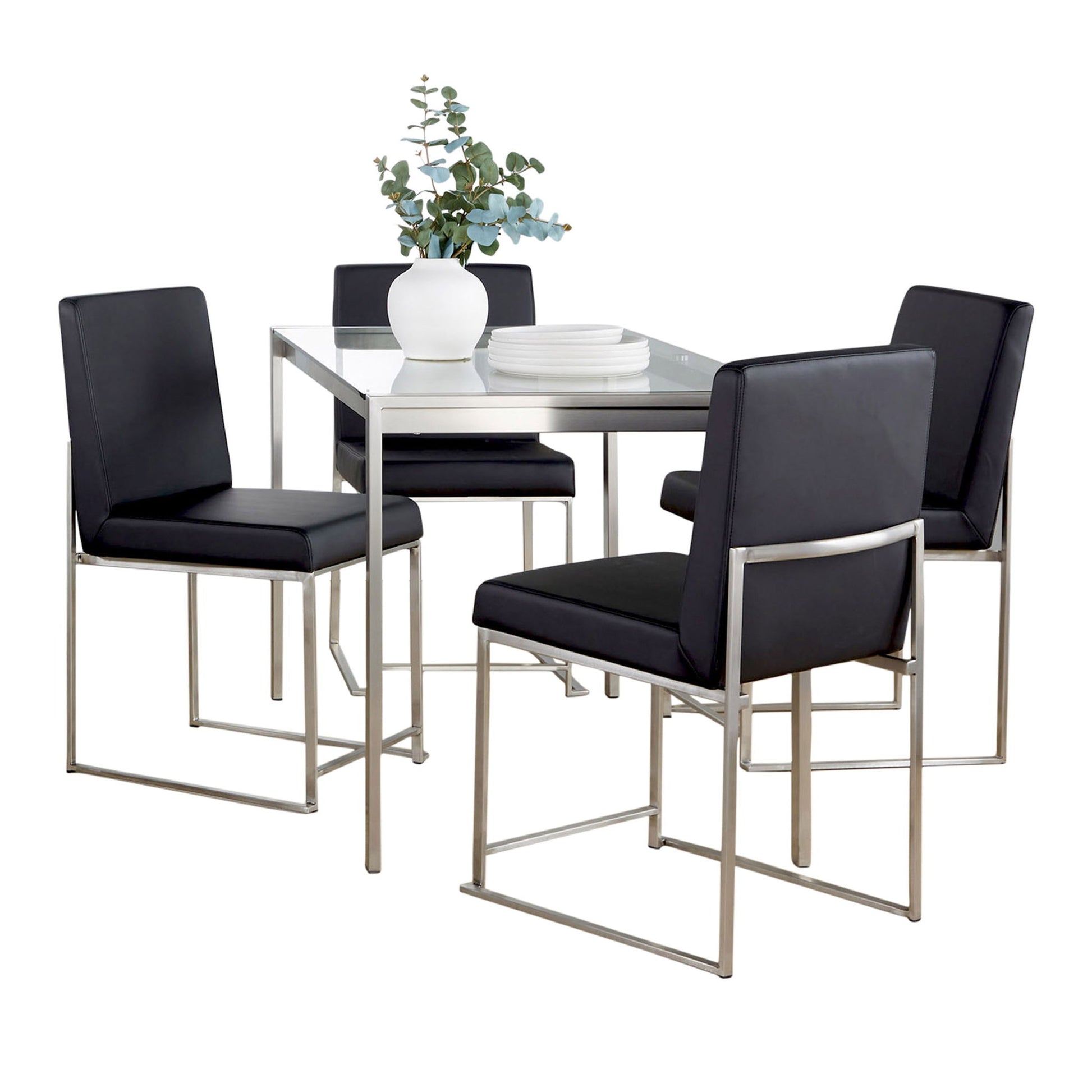 Fuji - High Back Contemporary Dining Set, Glass 5 Piece - Best Buy Furniture