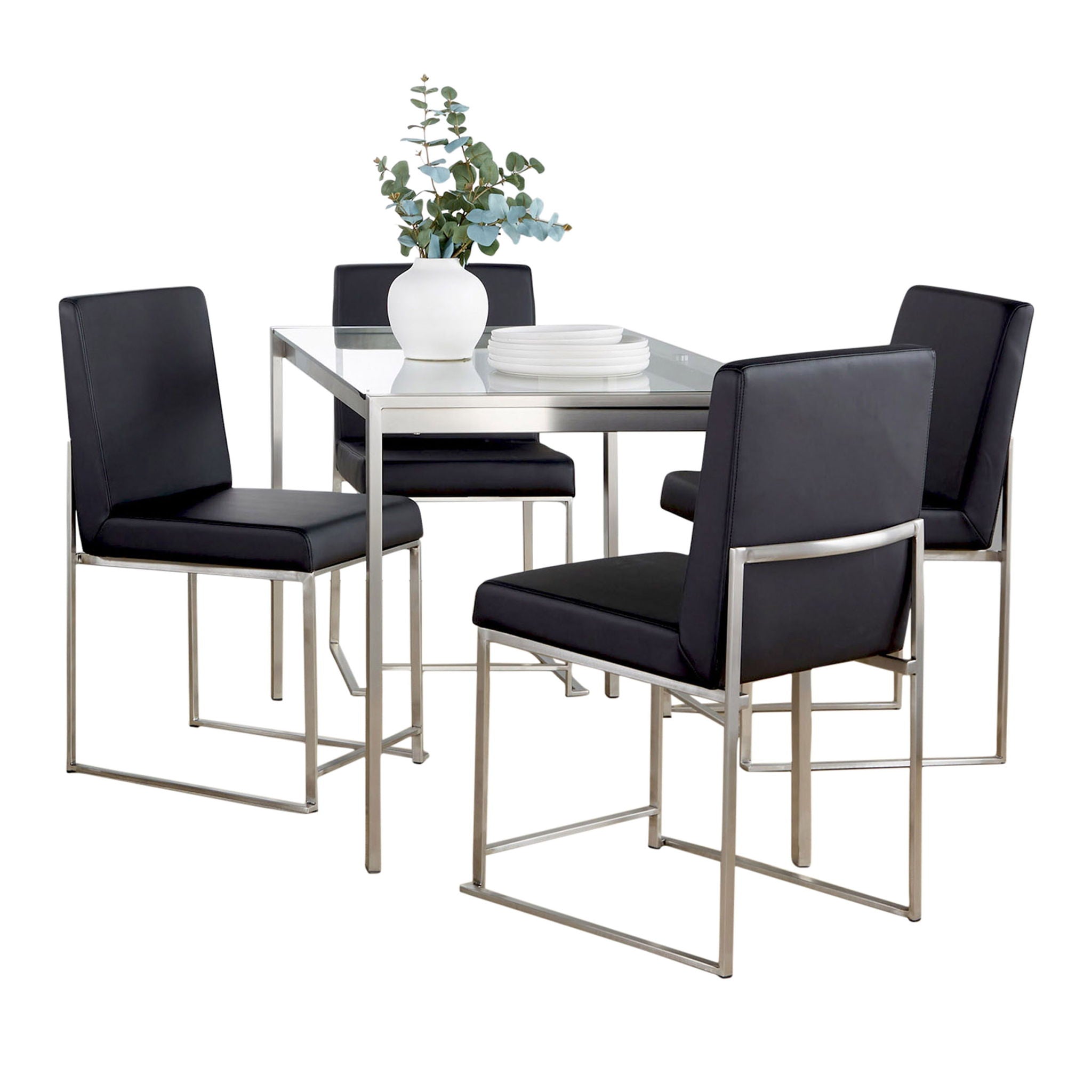 Fuji - High Back Contemporary Dining Set, Glass 5 Piece - Best Buy Furniture