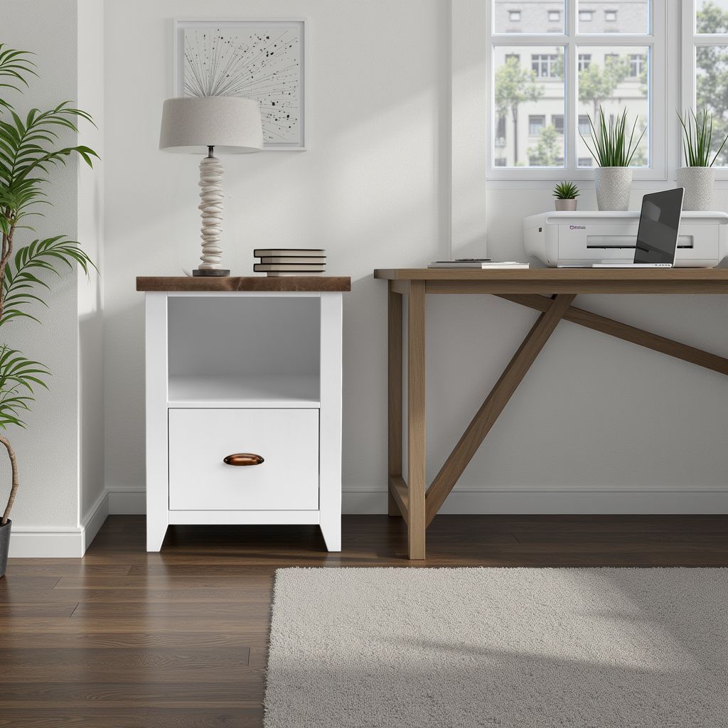 Hampton - 1 Drawer File - Jasmine Whitewash / Barnwood - Best Buy Furniture