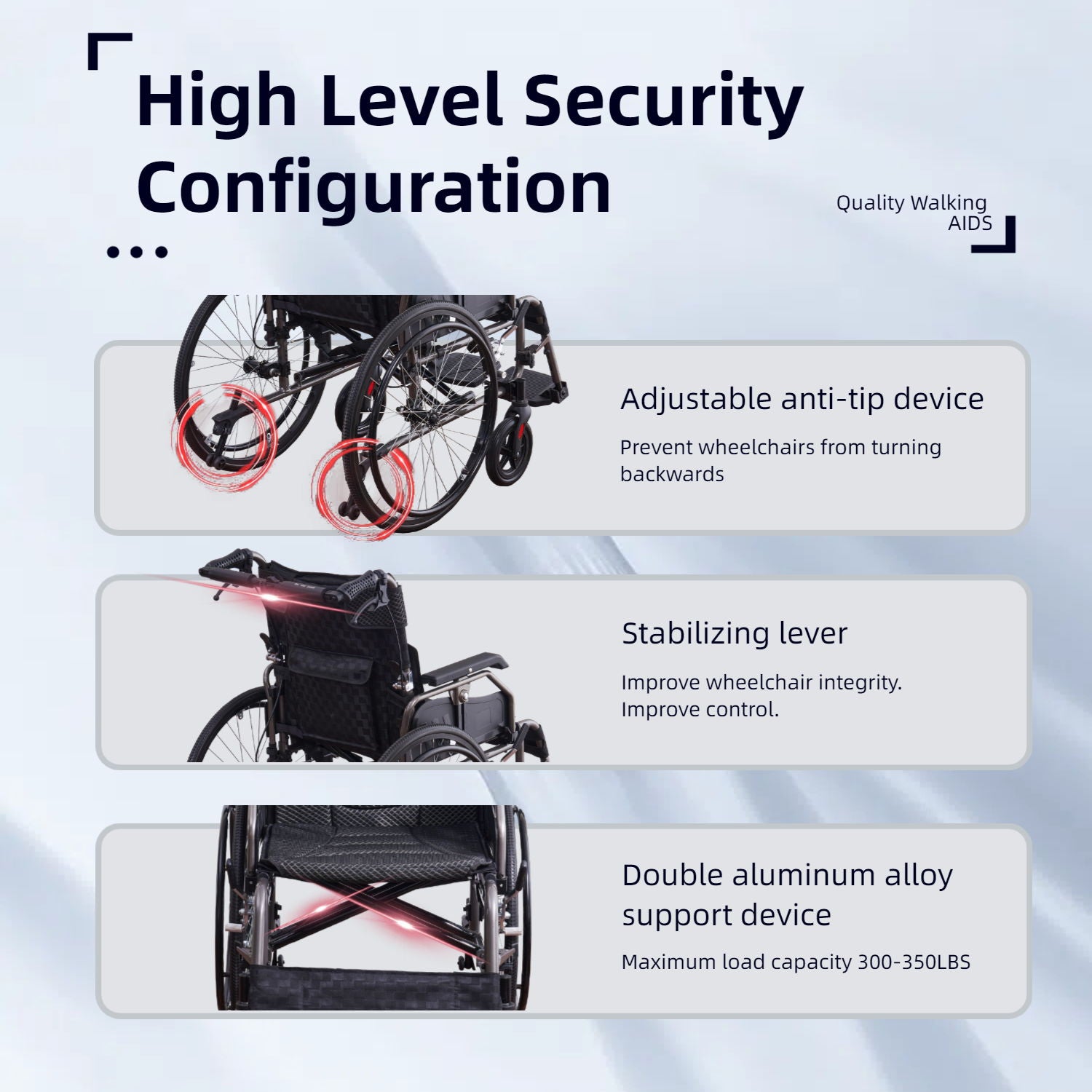 Premium Foldable Transport Wheelchair For Adults