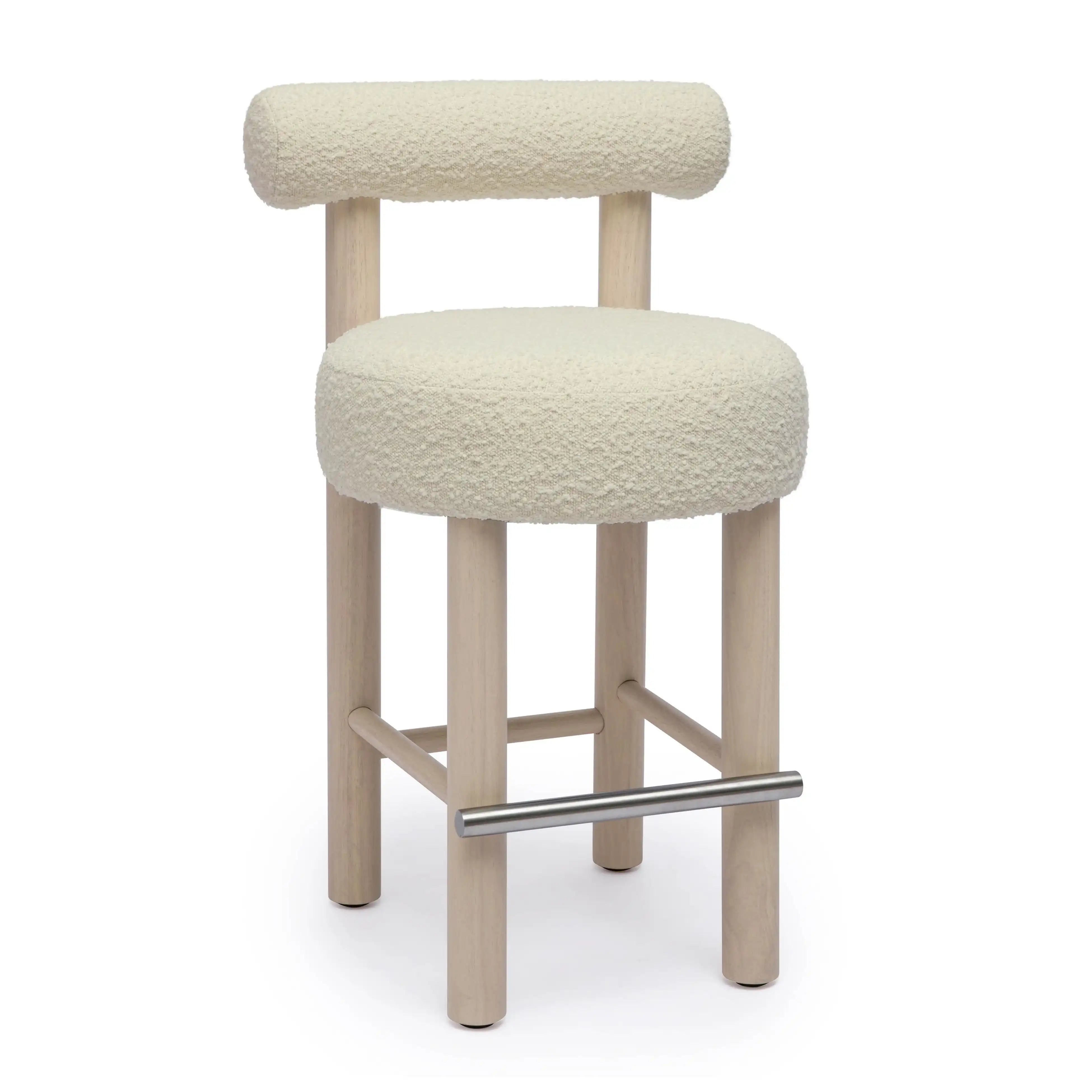 Carmel - Boucle and Solid Wood Counter Stool - Best Buy Furniture